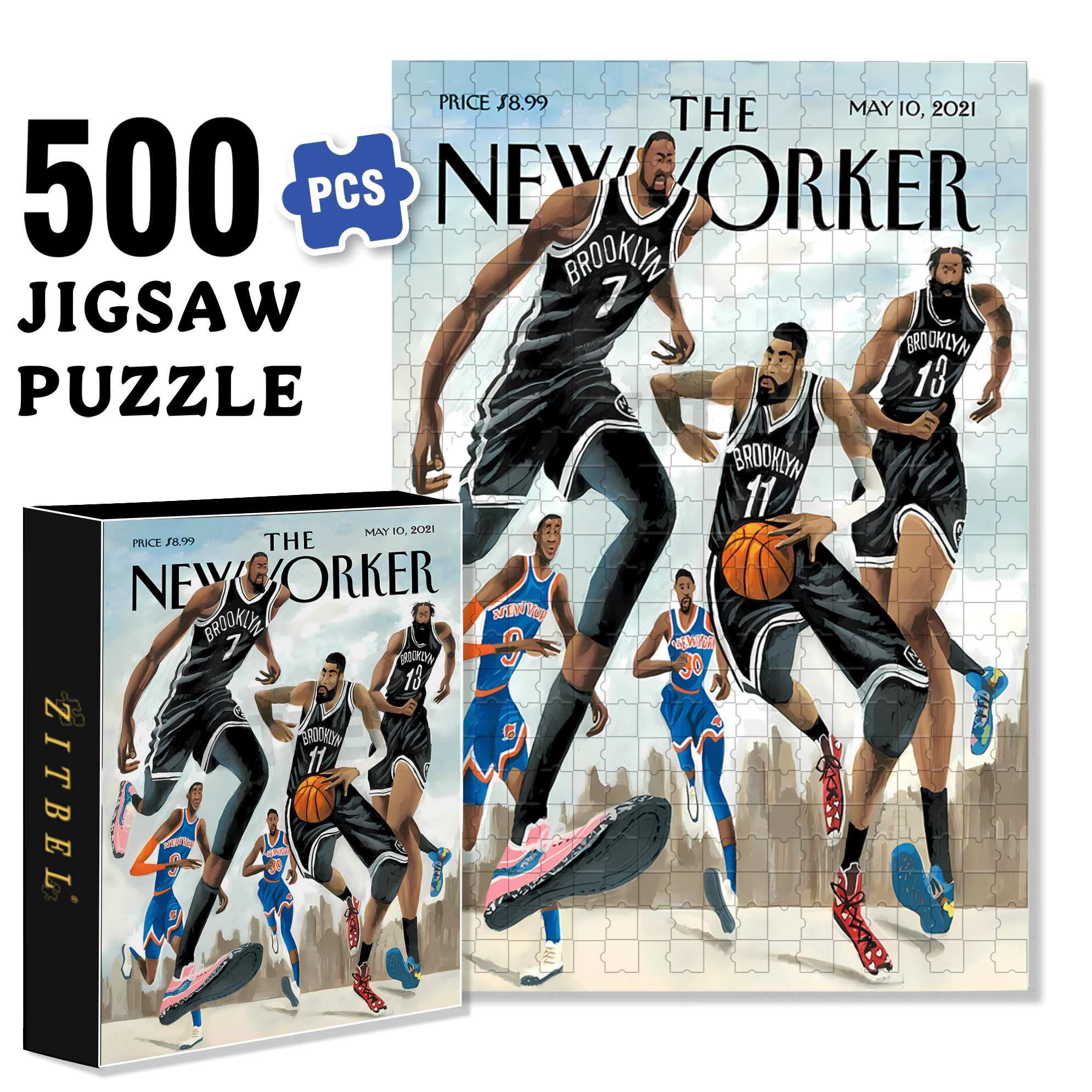 Brooklyn 500pcs/1000pcs Jigsaw Puzzle, Scratch-Resistant, Interactive Family Game & Brain-Boosting DIY Decor, Perfect for Halloween, Christmas & New Year Gifts, Family Puzzle Game