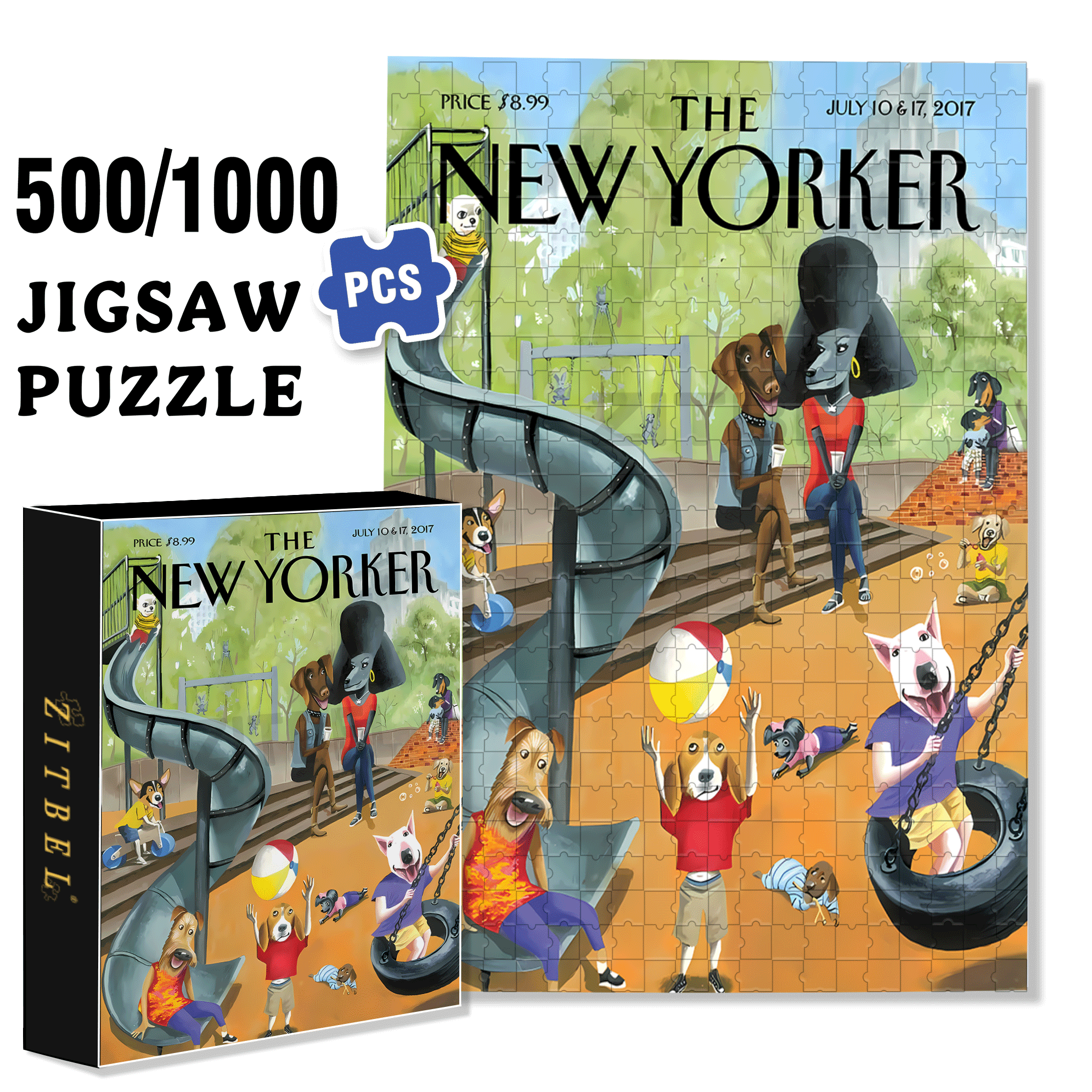 Dog Paradise 500pcs/1000pcs Jigsaw Puzzle, Scratch-Resistant, Interactive Family Game & Brain-Boosting DIY Decor, Perfect for Halloween, Christmas & New Year Gifts, Family Puzzle Game