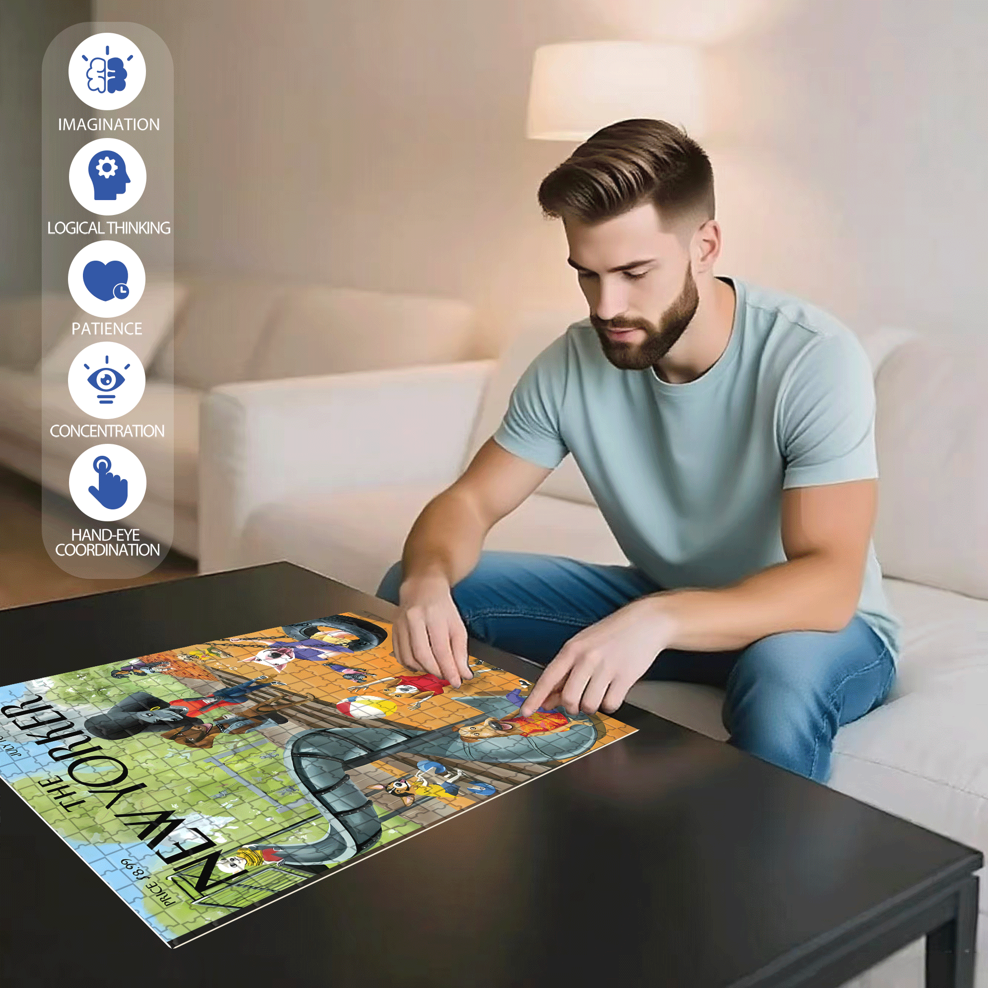 Dog Paradise 500pcs/1000pcs Jigsaw Puzzle, Scratch-Resistant, Interactive Family Game & Brain-Boosting DIY Decor, Perfect for Halloween, Christmas & New Year Gifts, Family Puzzle Game