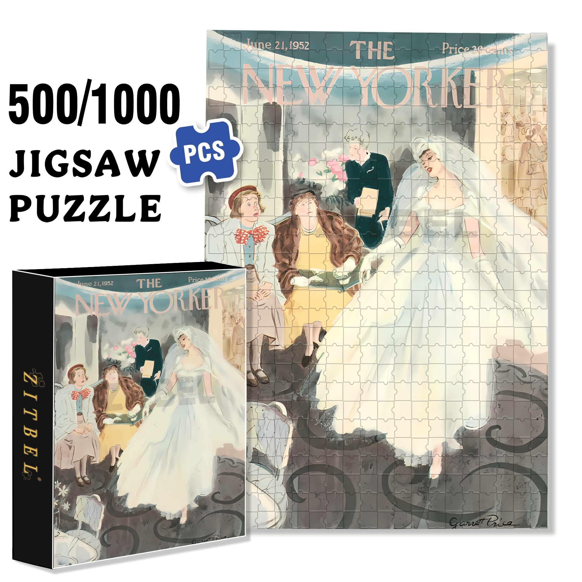 Elegant Bride 500pcs/1000pcs Jigsaw Puzzle, Scratch-Resistant, Interactive Family Game & Brain-Boosting DIY Decor, Perfect for Halloween, Christmas & New Year Gifts, Family Puzzle Game