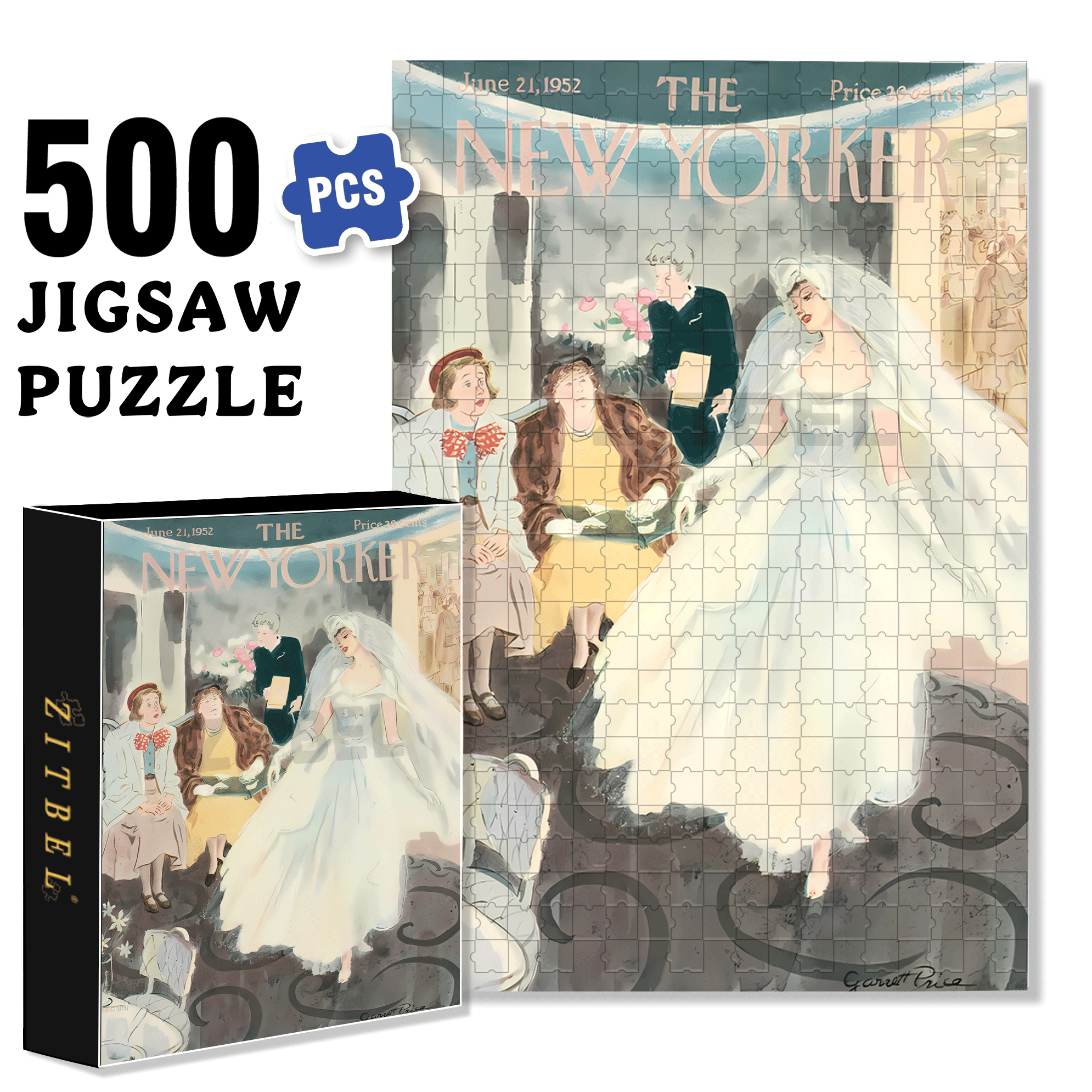 Elegant Bride 500pcs/1000pcs Jigsaw Puzzle, Scratch-Resistant, Interactive Family Game & Brain-Boosting DIY Decor, Perfect for Halloween, Christmas & New Year Gifts, Family Puzzle Game