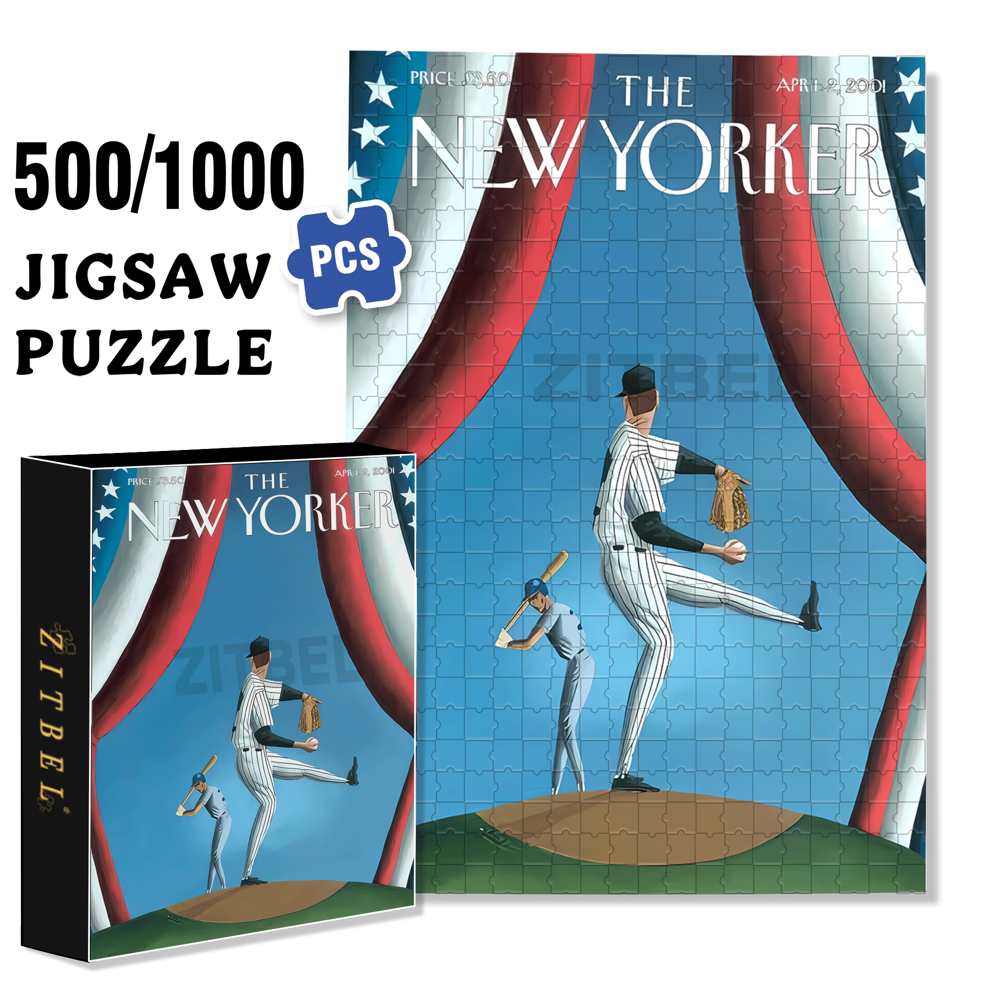 First Pitch 500pcs/1000pcs Jigsaw Puzzle, Scratch-Resistant, Interactive Family Game & Brain-Boosting DIY Decor, Perfect for Halloween, Christmas & New Year Gifts, Family Puzzle Game