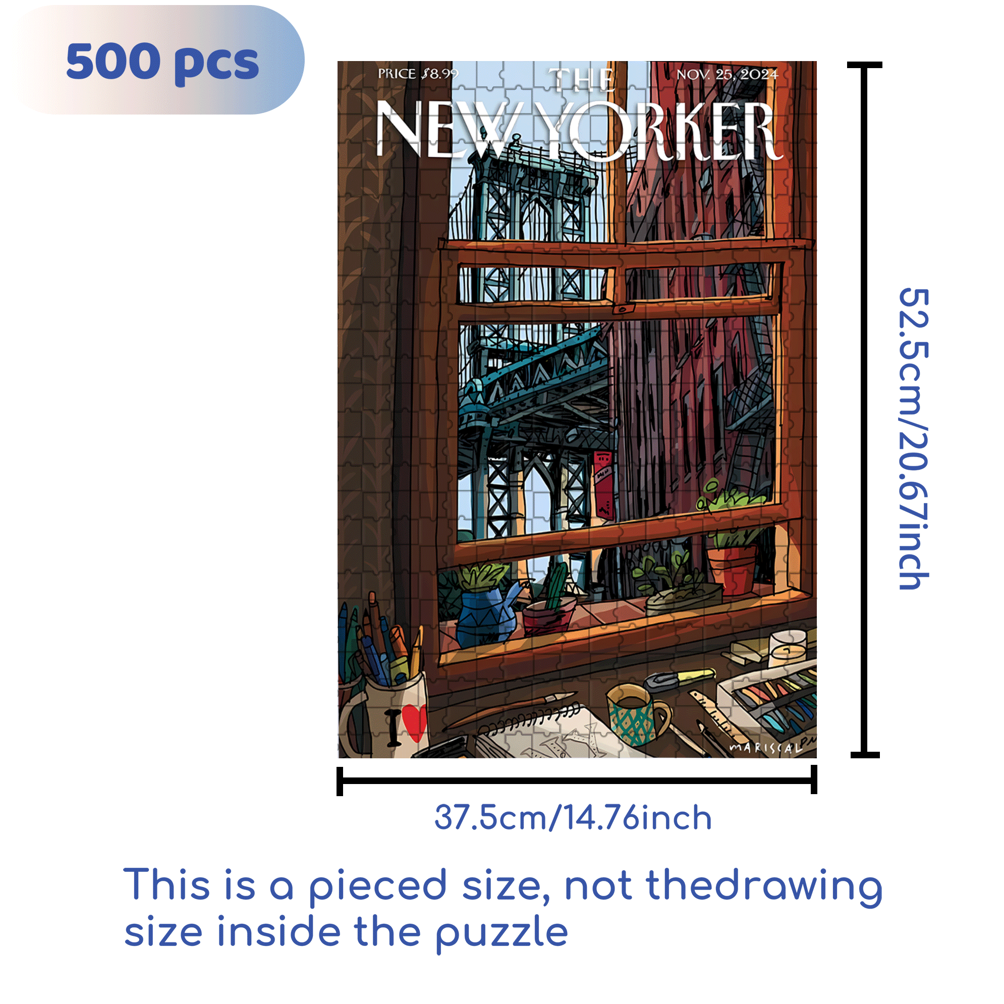 I Love N.Y 500pcs/1000pcs Jigsaw Puzzle, Scratch-Resistant, Interactive Family Game & Brain-Boosting DIY Decor, Perfect for Halloween, Christmas & New Year Gifts, Family Puzzle Game