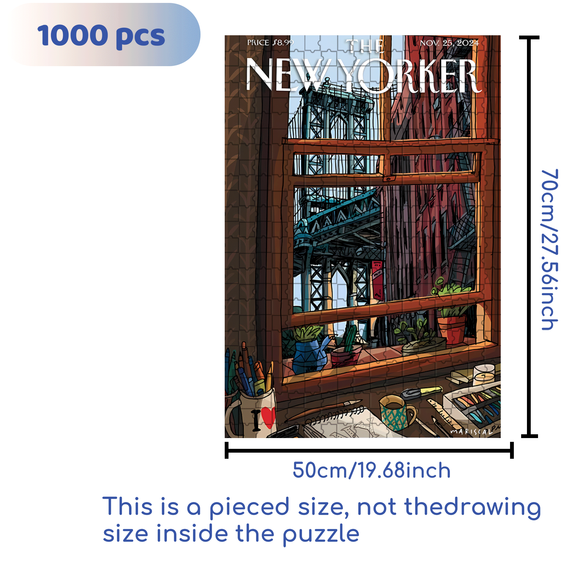 I Love N.Y 500pcs/1000pcs Jigsaw Puzzle, Scratch-Resistant, Interactive Family Game & Brain-Boosting DIY Decor, Perfect for Halloween, Christmas & New Year Gifts, Family Puzzle Game