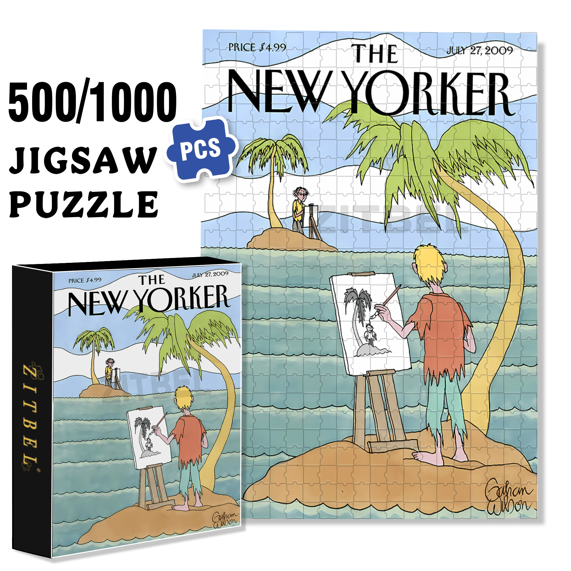 Isolated Island 500pcs/1000pcs Jigsaw Puzzle, Scratch-Resistant, Interactive Family Game & Brain-Boosting DIY Decor, Perfect for Halloween, Christmas & New Year Gifts, Family Puzzle Game
