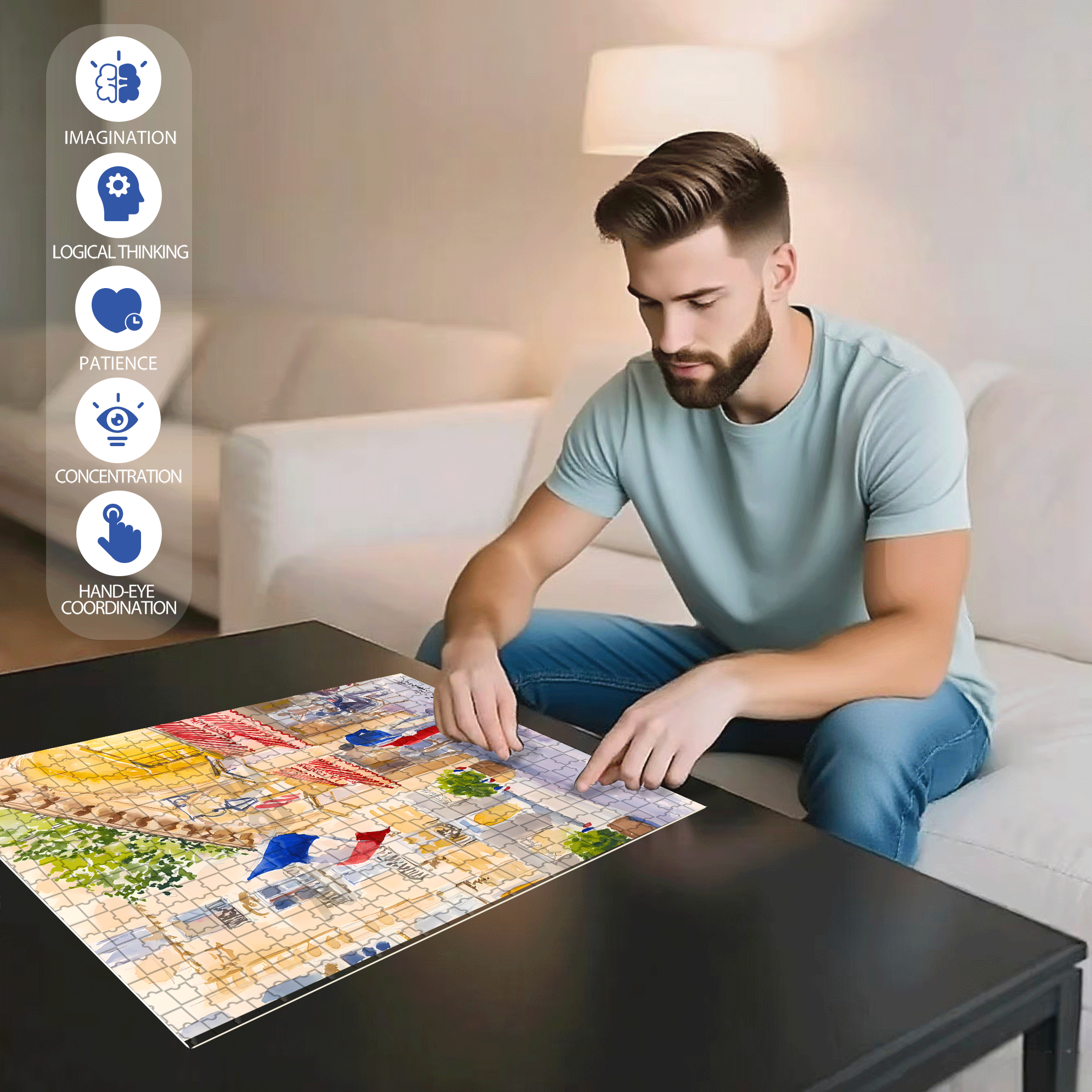 La Fontaine de Mars 500pcs/1000pcs Jigsaw Puzzle, Scratch-Resistant, Interactive Family Game & Brain-Boosting DIY Decor, Perfect for Halloween, Christmas & New Year Gifts, Family Puzzle Game