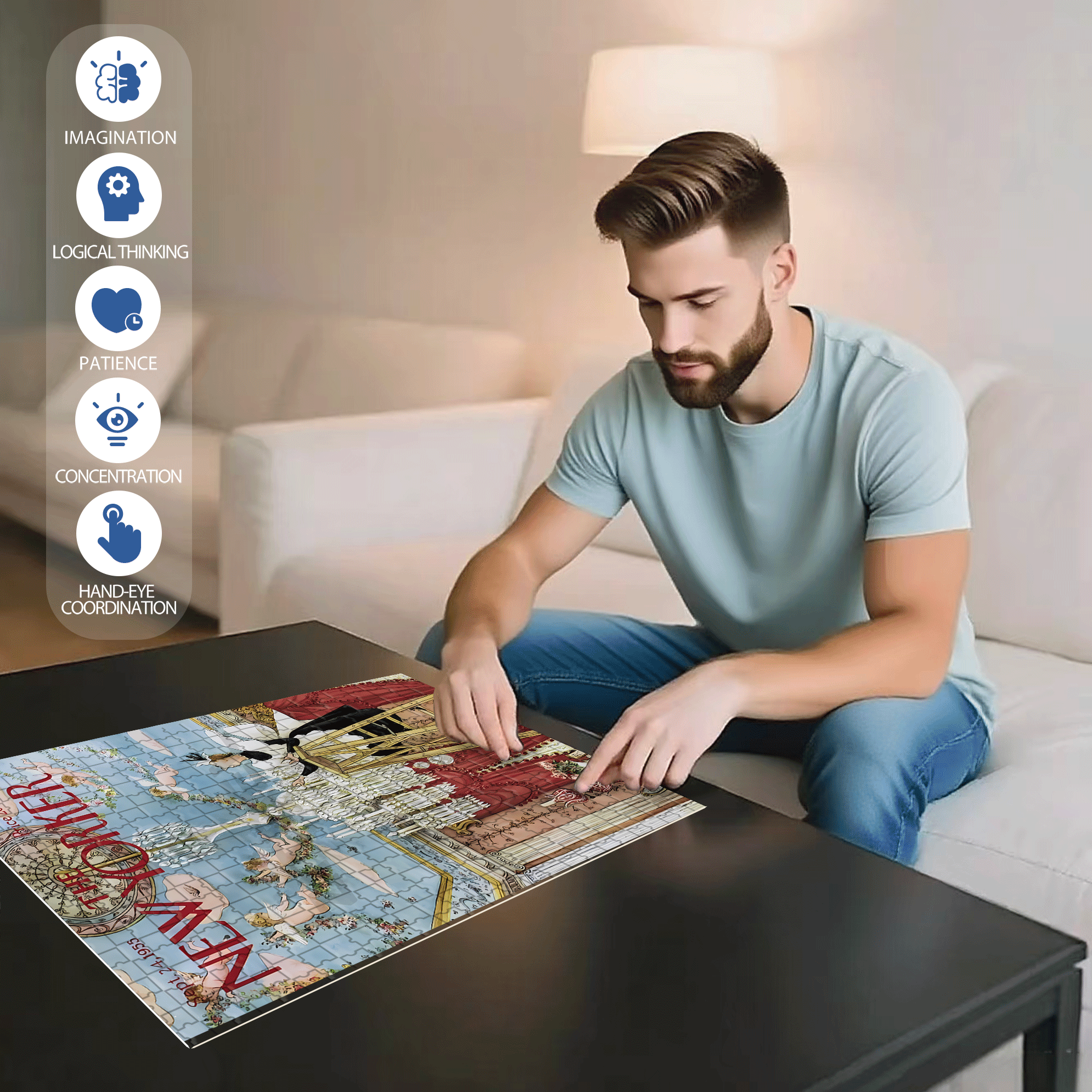 Mary Petty 2 500pcs/1000pcs Jigsaw Puzzle, Scratch-Resistant, Interactive Family Game & Brain-Boosting DIY Decor, Perfect for Halloween, Christmas & New Year Gifts, Family Puzzle Game