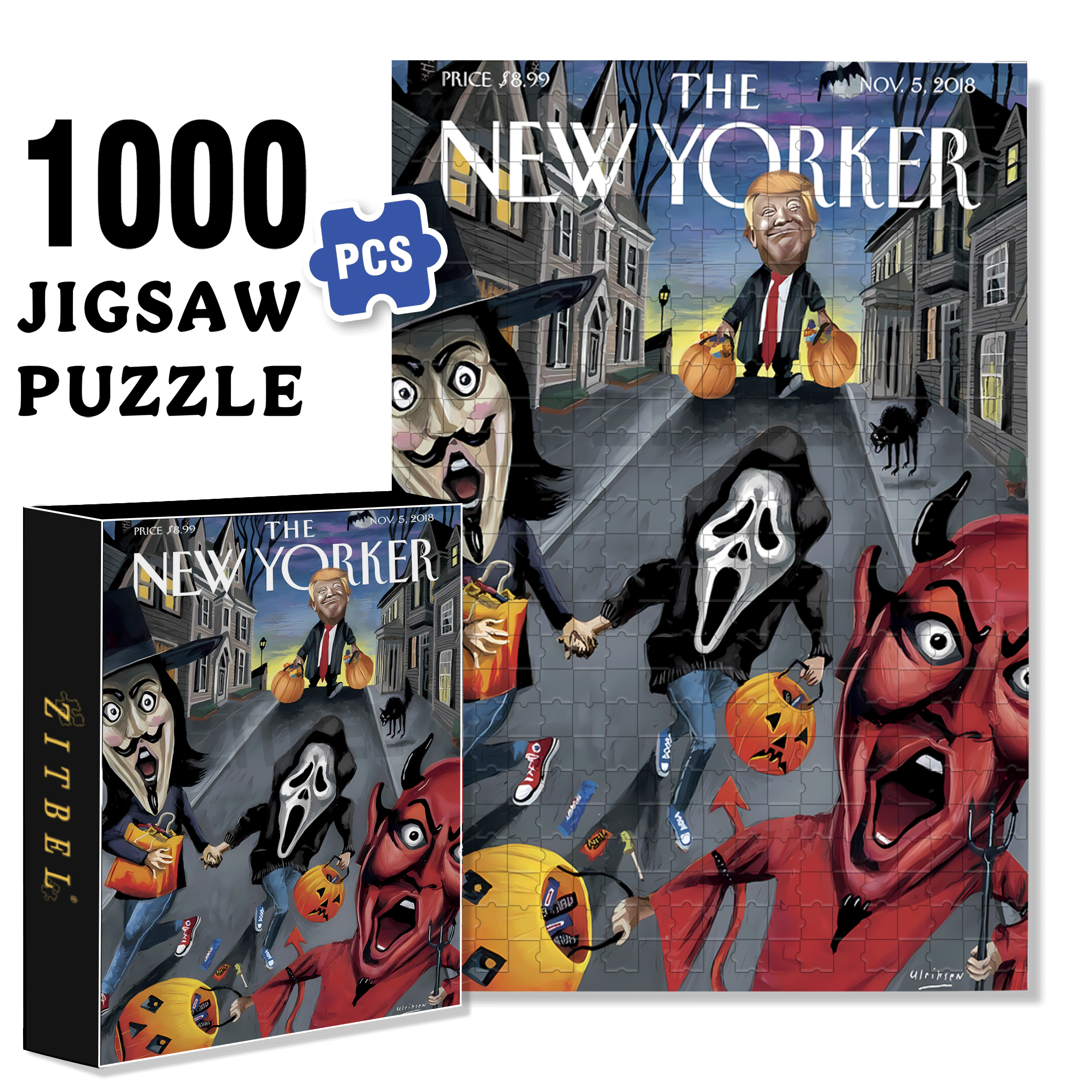 Scream 500pcs/1000pcs Jigsaw Puzzle, Scratch-Resistant, Interactive Family Game & Brain-Boosting DIY Decor, Perfect for Halloween, Christmas & New Year Gifts, Family Puzzle Game