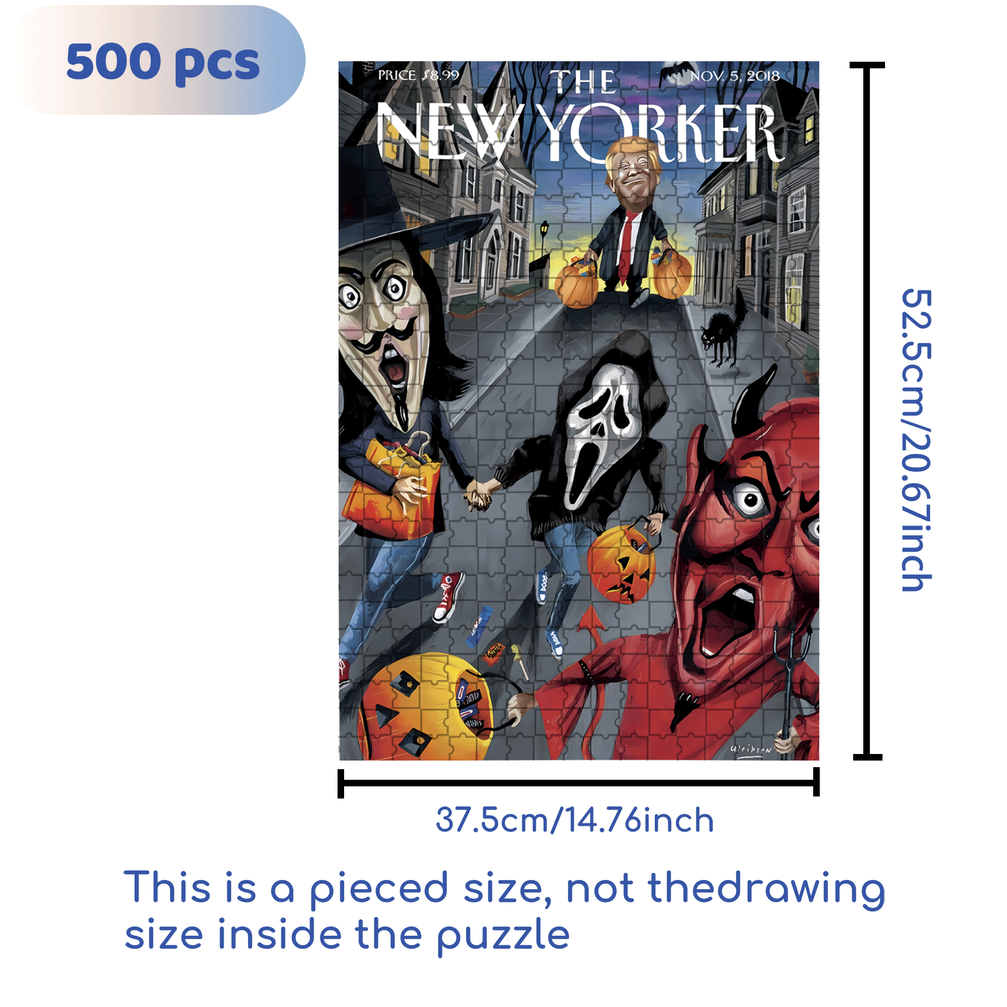 Scream 500pcs/1000pcs Jigsaw Puzzle, Scratch-Resistant, Interactive Family Game & Brain-Boosting DIY Decor, Perfect for Halloween, Christmas & New Year Gifts, Family Puzzle Game