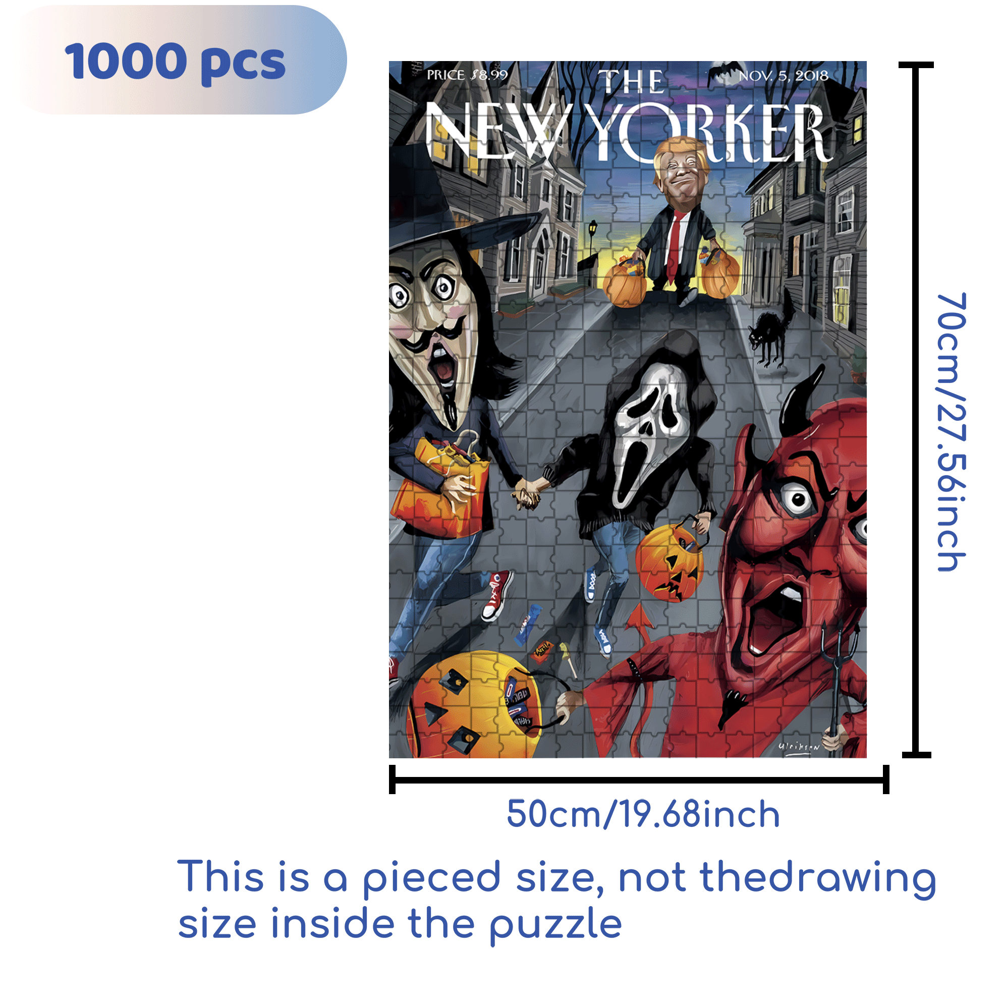 Scream 500pcs/1000pcs Jigsaw Puzzle, Scratch-Resistant, Interactive Family Game & Brain-Boosting DIY Decor, Perfect for Halloween, Christmas & New Year Gifts, Family Puzzle Game