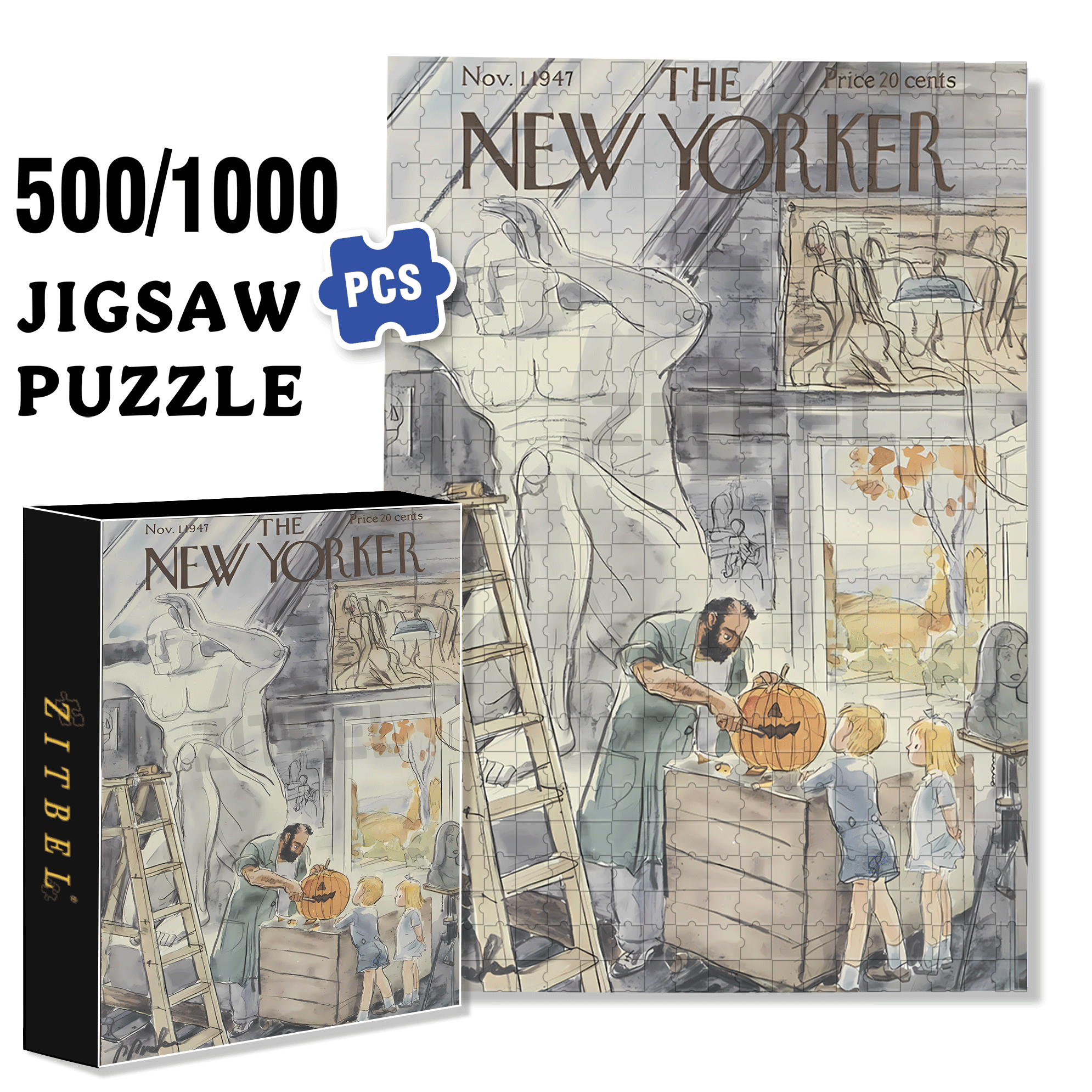 Sculpture Art 500pcs/1000pcs Jigsaw Puzzle, Scratch-Resistant, Interactive Family Game & Brain-Boosting DIY Decor, Perfect for Halloween, Christmas & New Year Gifts, Family Puzzle Game