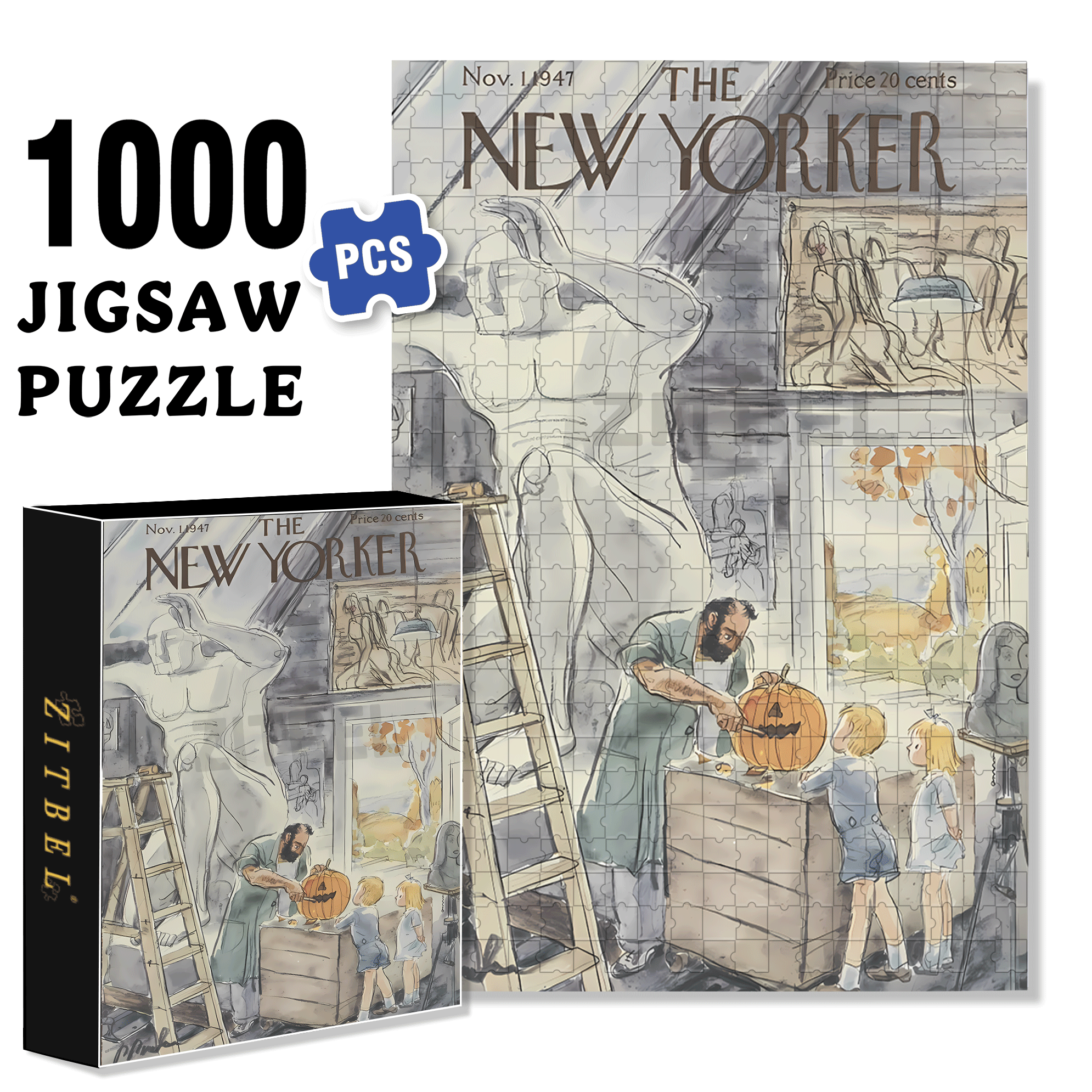 Sculpture Art 500pcs/1000pcs Jigsaw Puzzle, Scratch-Resistant, Interactive Family Game & Brain-Boosting DIY Decor, Perfect for Halloween, Christmas & New Year Gifts, Family Puzzle Game