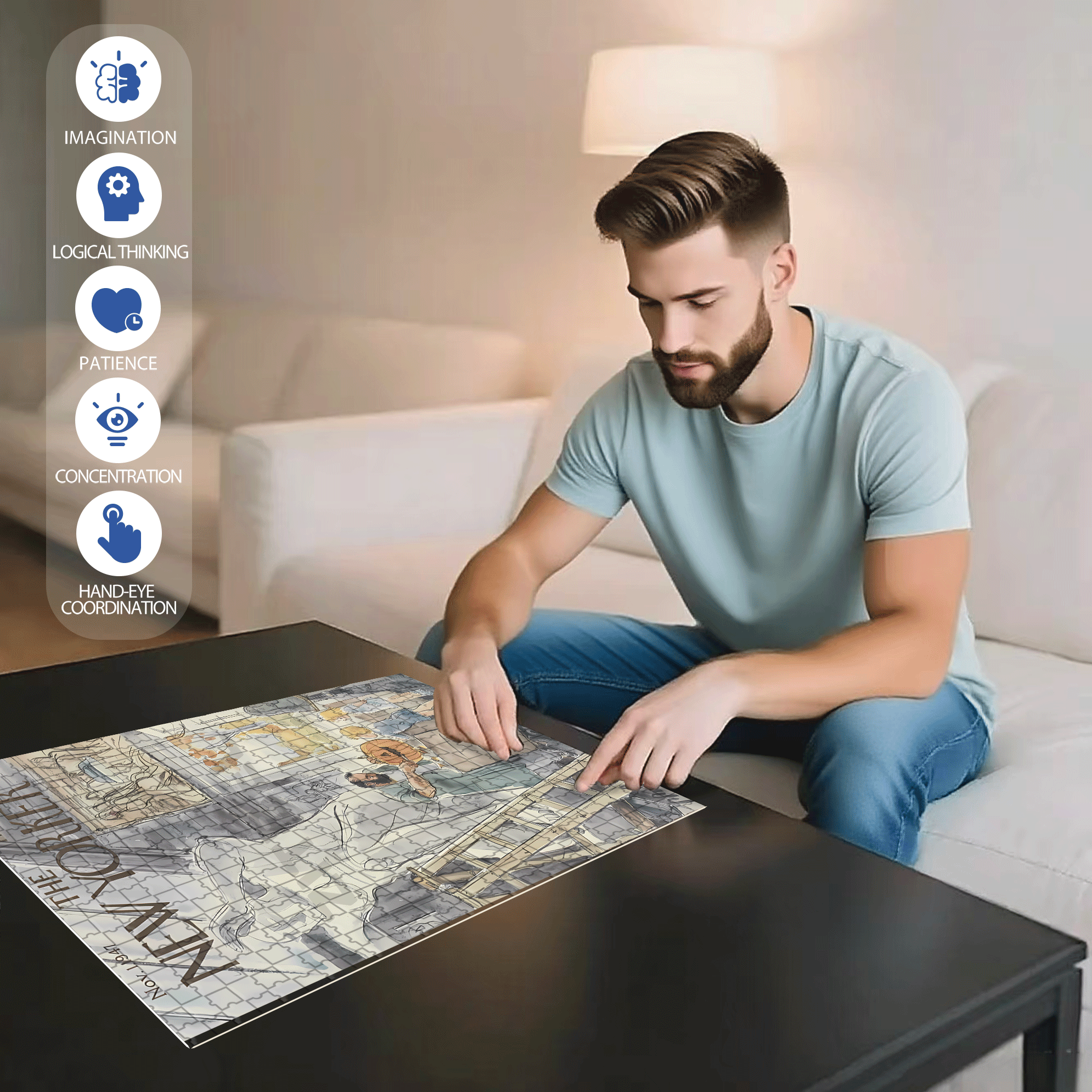Sculpture Art 500pcs/1000pcs Jigsaw Puzzle, Scratch-Resistant, Interactive Family Game & Brain-Boosting DIY Decor, Perfect for Halloween, Christmas & New Year Gifts, Family Puzzle Game