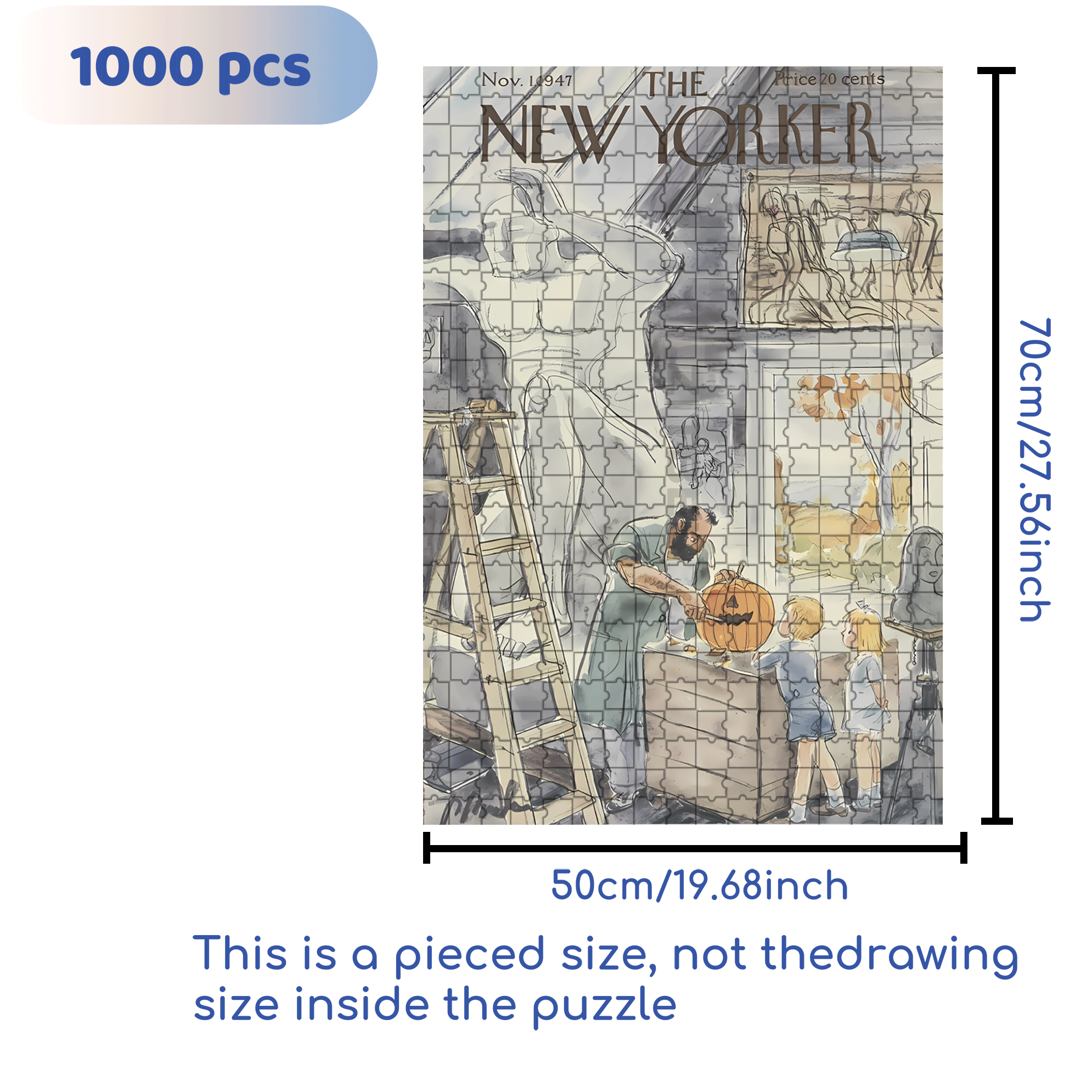 Sculpture Art 500pcs/1000pcs Jigsaw Puzzle, Scratch-Resistant, Interactive Family Game & Brain-Boosting DIY Decor, Perfect for Halloween, Christmas & New Year Gifts, Family Puzzle Game