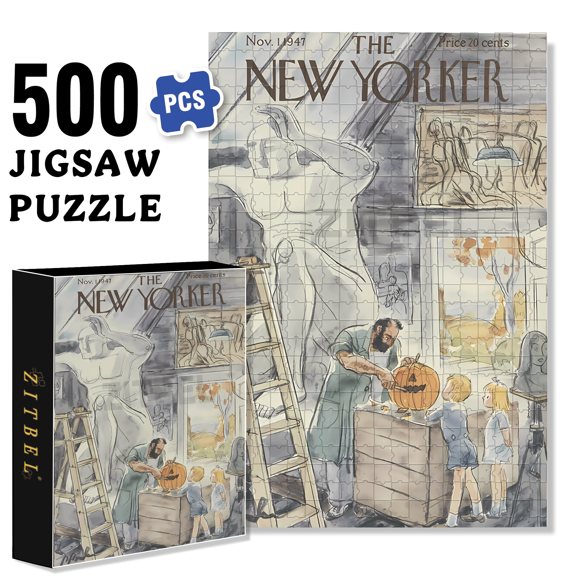 Sculpture Art 500pcs/1000pcs Jigsaw Puzzle, Scratch-Resistant, Interactive Family Game & Brain-Boosting DIY Decor, Perfect for Halloween, Christmas & New Year Gifts, Family Puzzle Game