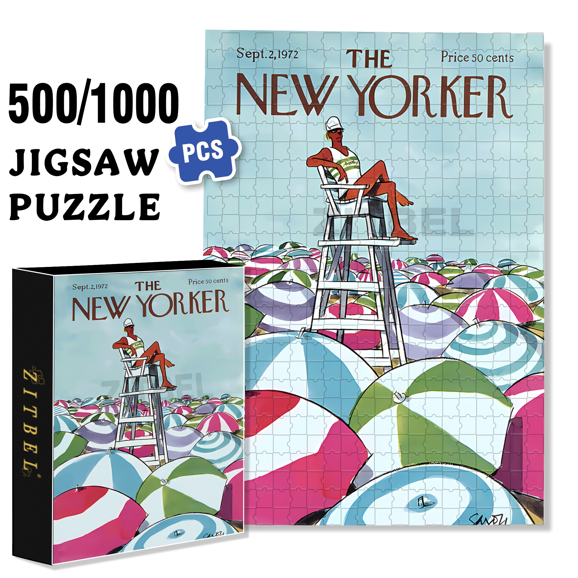 Sea Of Umbrellas  500pcs/1000pcs Jigsaw Puzzle, Scratch-Resistant, Interactive Family Game & Brain-Boosting DIY Decor, Perfect for Halloween, Christmas & New Year Gifts, Family Puzzle Game