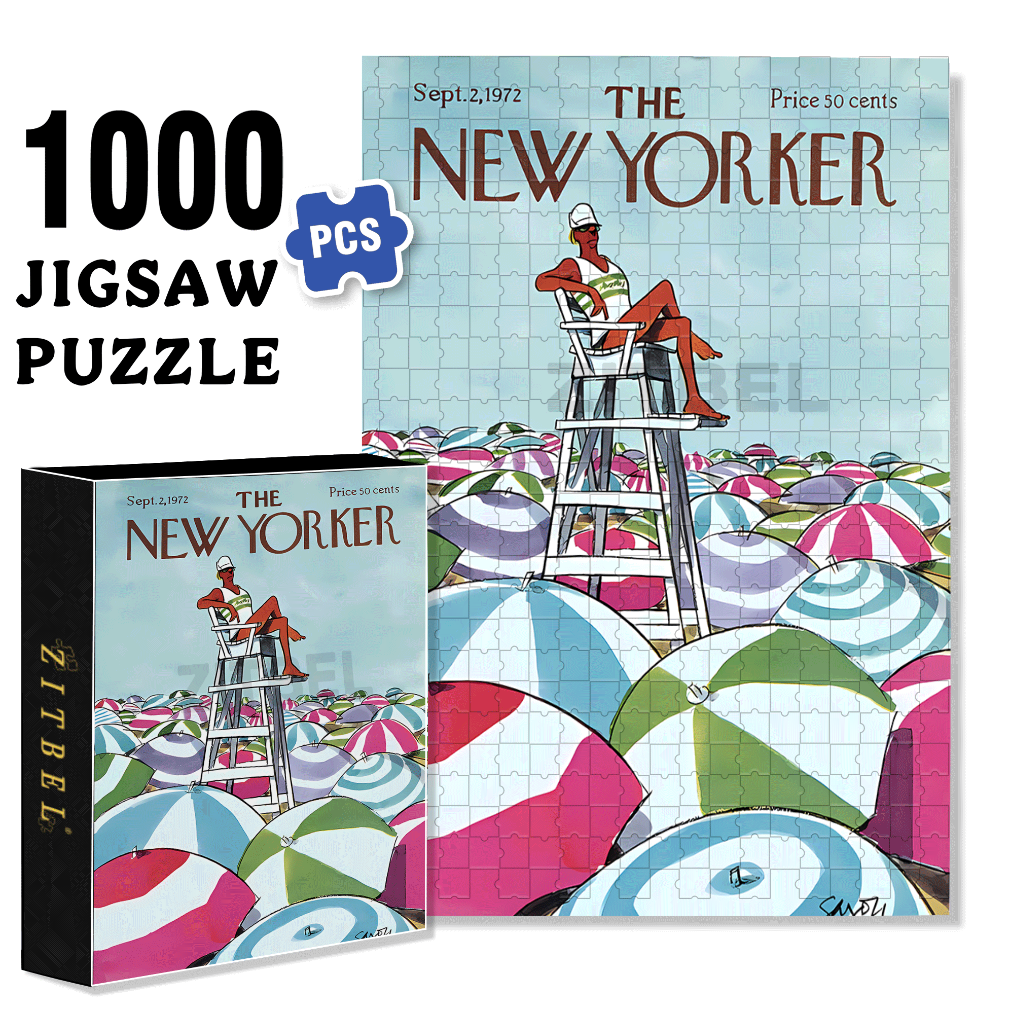 Sea Of Umbrellas  500pcs/1000pcs Jigsaw Puzzle, Scratch-Resistant, Interactive Family Game & Brain-Boosting DIY Decor, Perfect for Halloween, Christmas & New Year Gifts, Family Puzzle Game