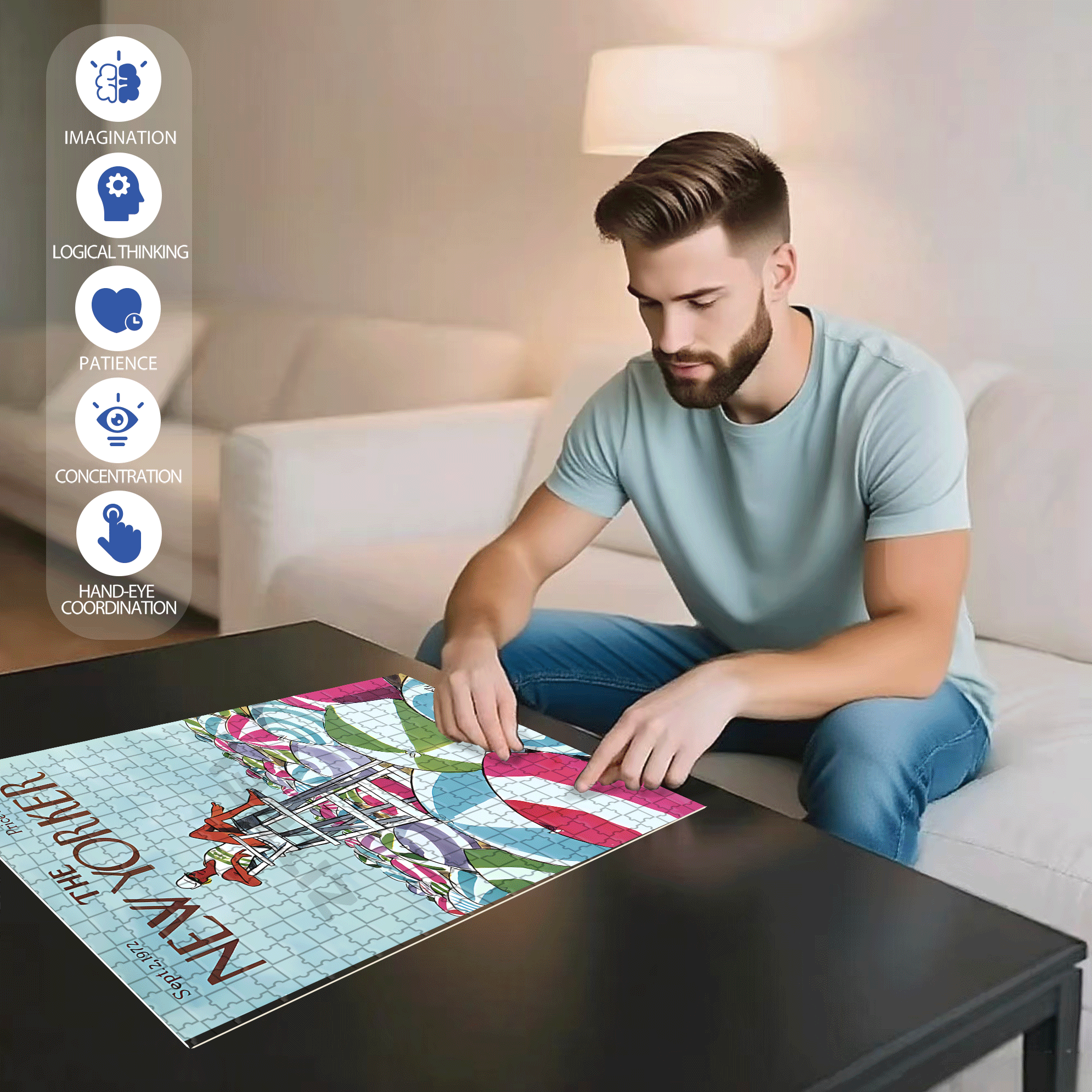 Sea Of Umbrellas  500pcs/1000pcs Jigsaw Puzzle, Scratch-Resistant, Interactive Family Game & Brain-Boosting DIY Decor, Perfect for Halloween, Christmas & New Year Gifts, Family Puzzle Game