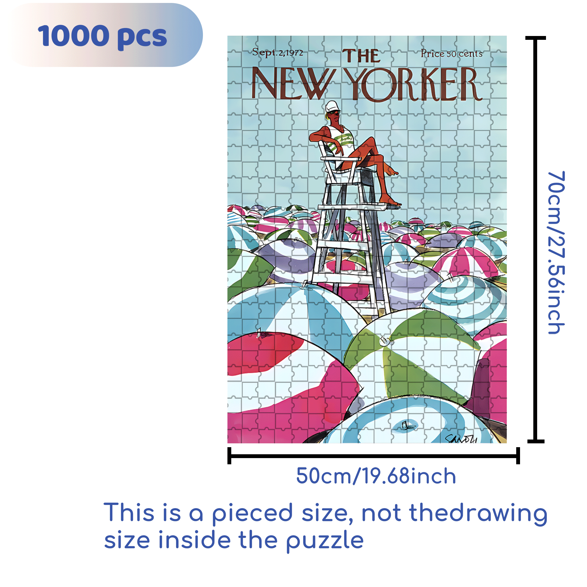 Sea Of Umbrellas  500pcs/1000pcs Jigsaw Puzzle, Scratch-Resistant, Interactive Family Game & Brain-Boosting DIY Decor, Perfect for Halloween, Christmas & New Year Gifts, Family Puzzle Game
