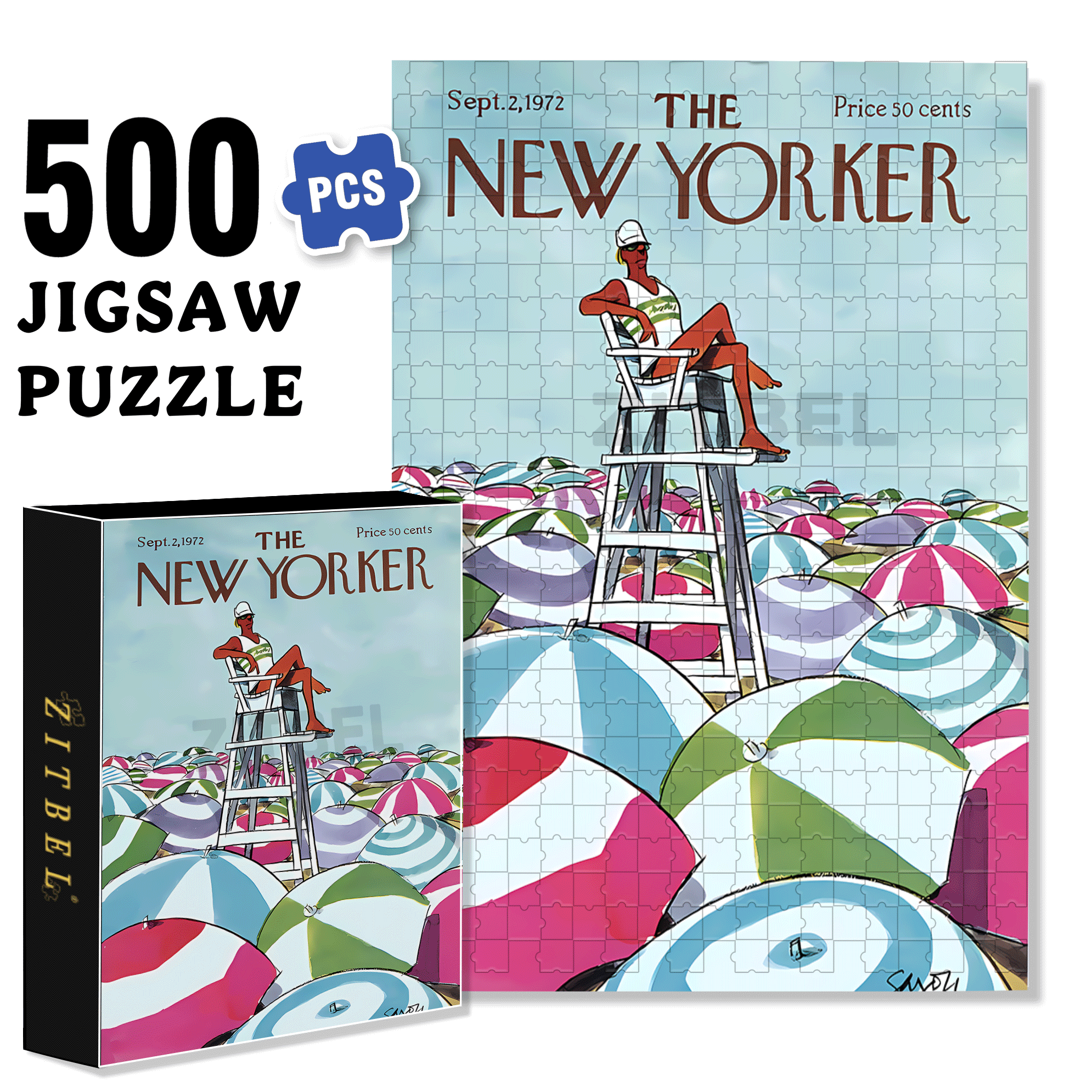 Sea Of Umbrellas  500pcs/1000pcs Jigsaw Puzzle, Scratch-Resistant, Interactive Family Game & Brain-Boosting DIY Decor, Perfect for Halloween, Christmas & New Year Gifts, Family Puzzle Game
