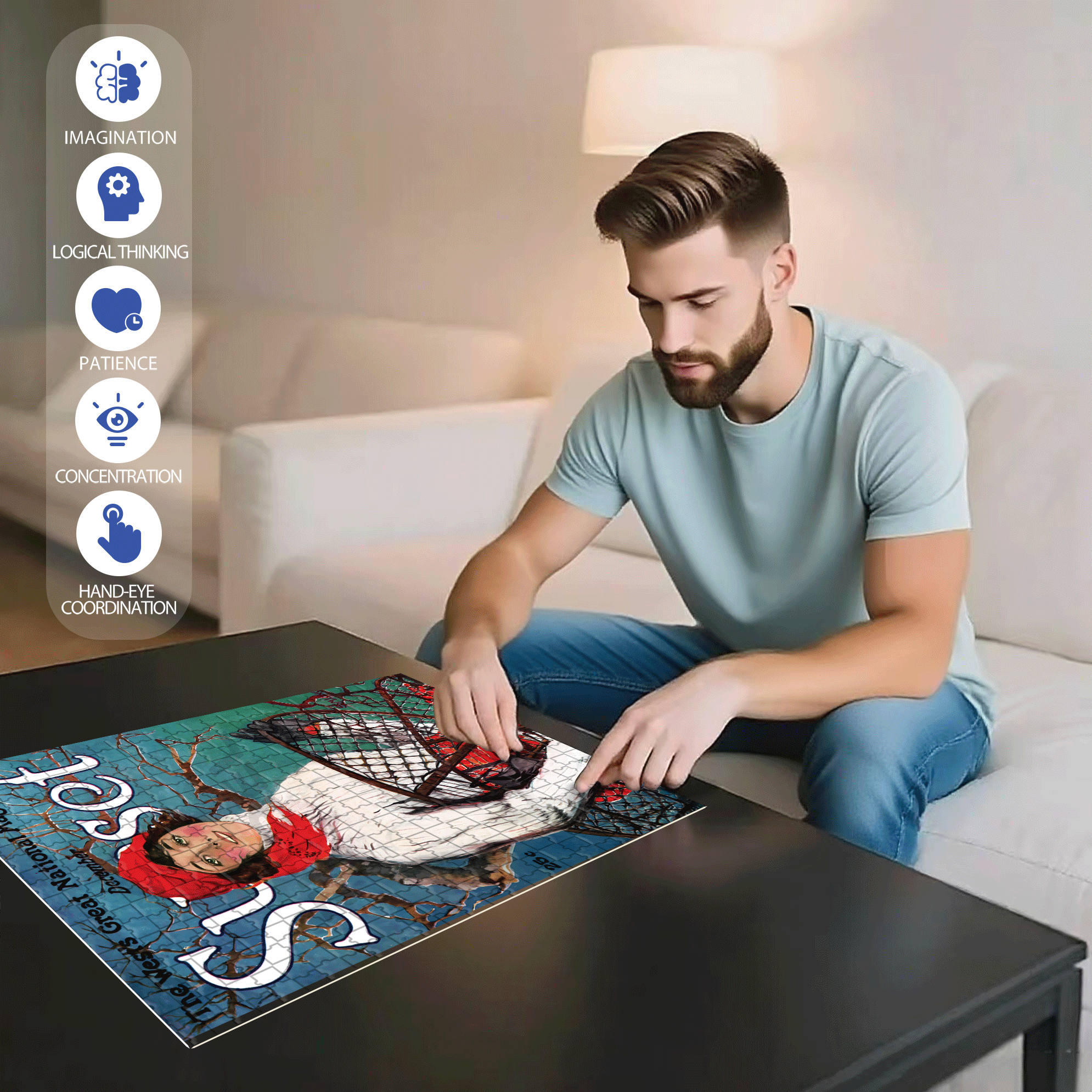 Snowshoeing 500pcs/1000pcs Jigsaw Puzzle, Scratch-Resistant, Interactive Family Game & Brain-Boosting DIY Decor, Perfect for Halloween, Christmas & New Year Gifts, Family Puzzle Game
