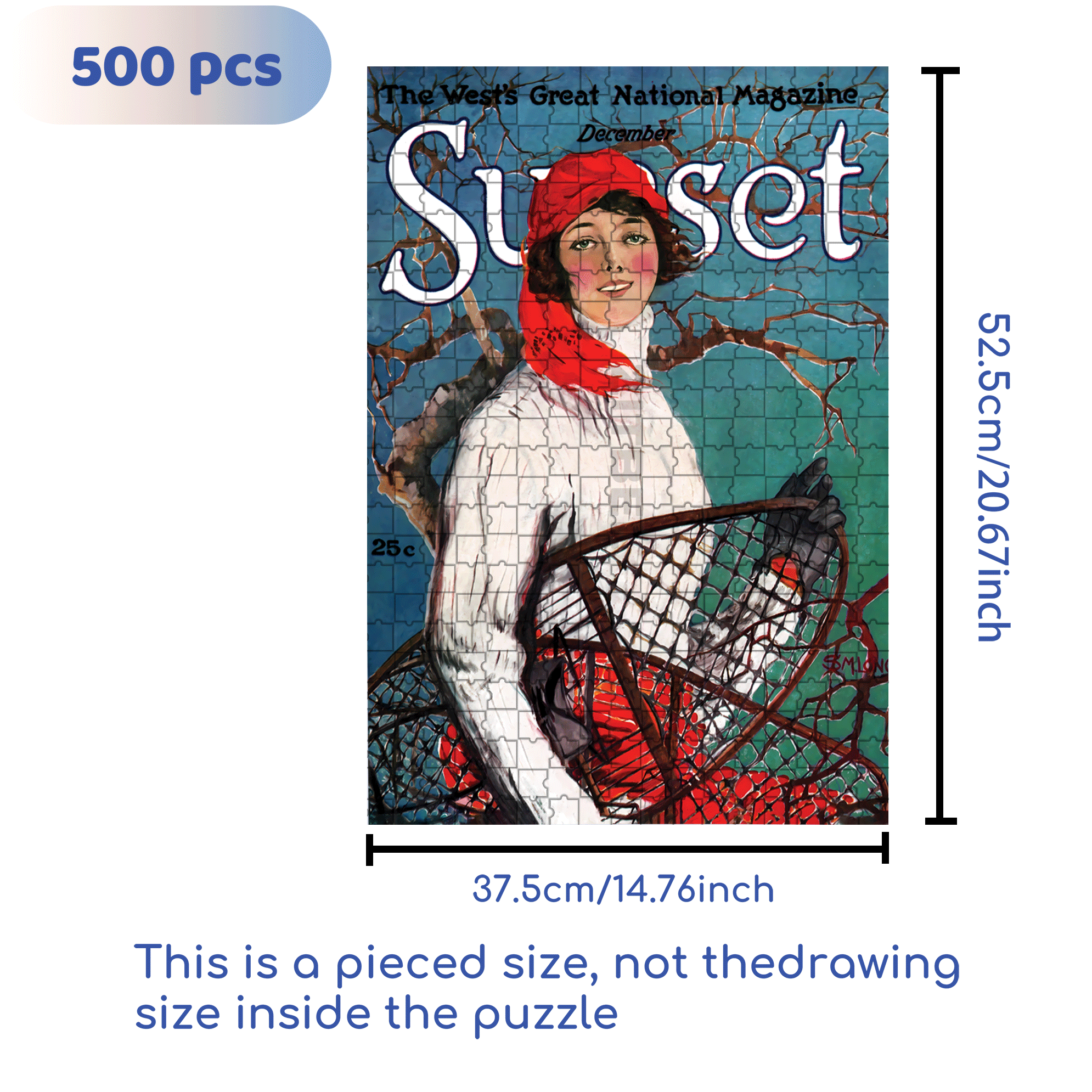 Snowshoeing 500pcs/1000pcs Jigsaw Puzzle, Scratch-Resistant, Interactive Family Game & Brain-Boosting DIY Decor, Perfect for Halloween, Christmas & New Year Gifts, Family Puzzle Game