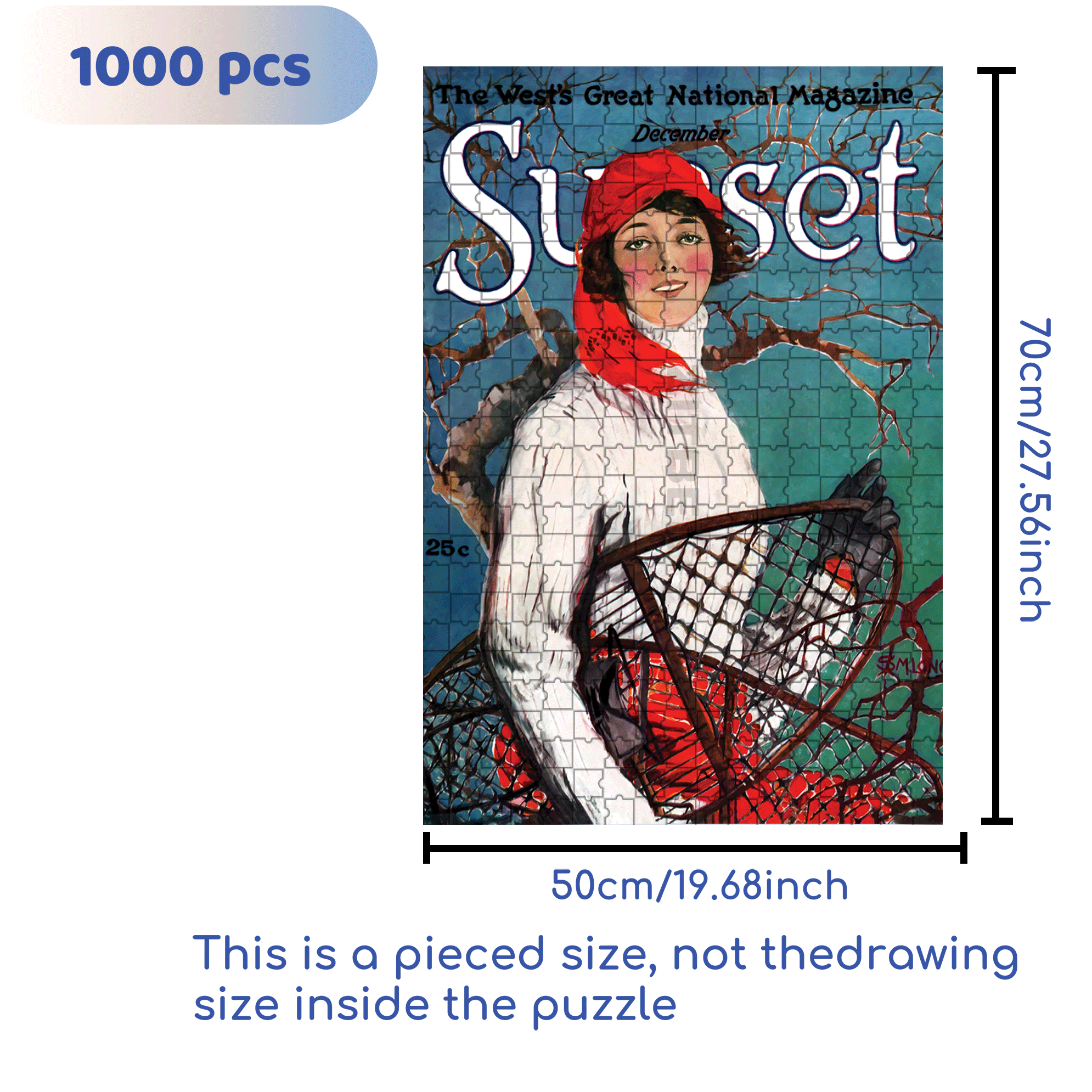 Snowshoeing 500pcs/1000pcs Jigsaw Puzzle, Scratch-Resistant, Interactive Family Game & Brain-Boosting DIY Decor, Perfect for Halloween, Christmas & New Year Gifts, Family Puzzle Game