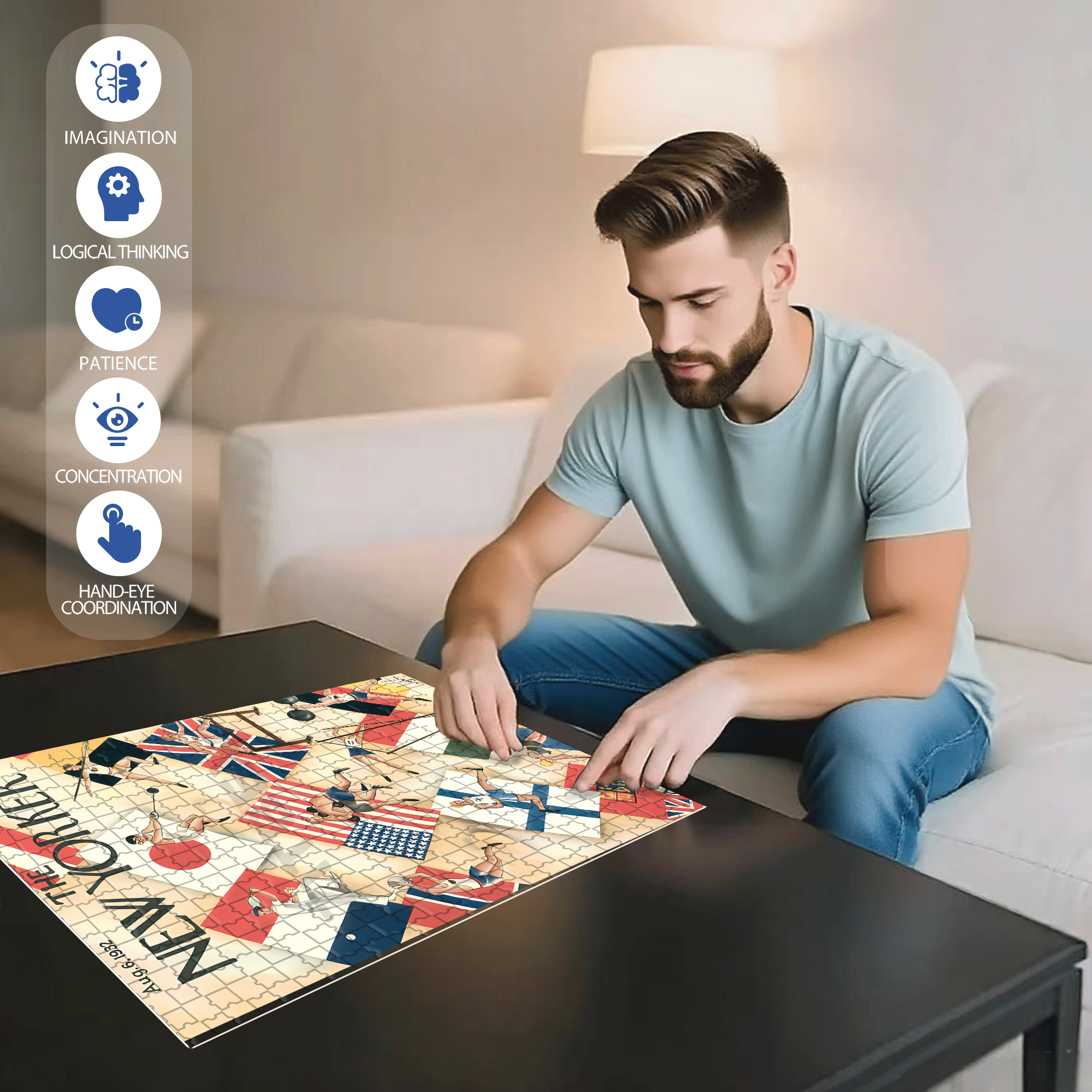 Sports Meet 500pcs/1000pcs Jigsaw Puzzle, Scratch-Resistant, Interactive Family Game & Brain-Boosting DIY Decor, Perfect for Halloween, Christmas & New Year Gifts, Family Puzzle Game