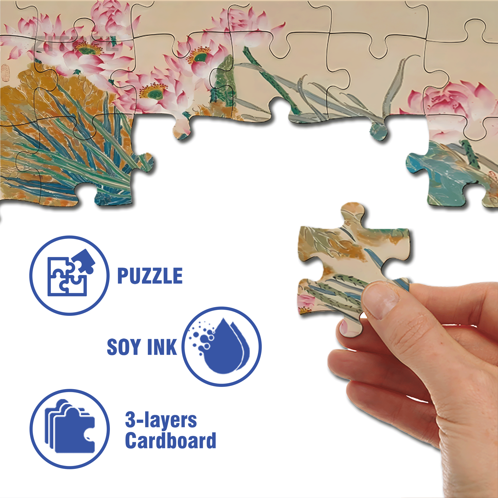 Summer Lotus Pond 500pcs/1000pcs Jigsaw Puzzle, Scratch-Resistant, Interactive Family Game & Brain-Boosting DIY Decor, Perfect for Halloween, Christmas & New Year Gifts, Family Puzzle Game