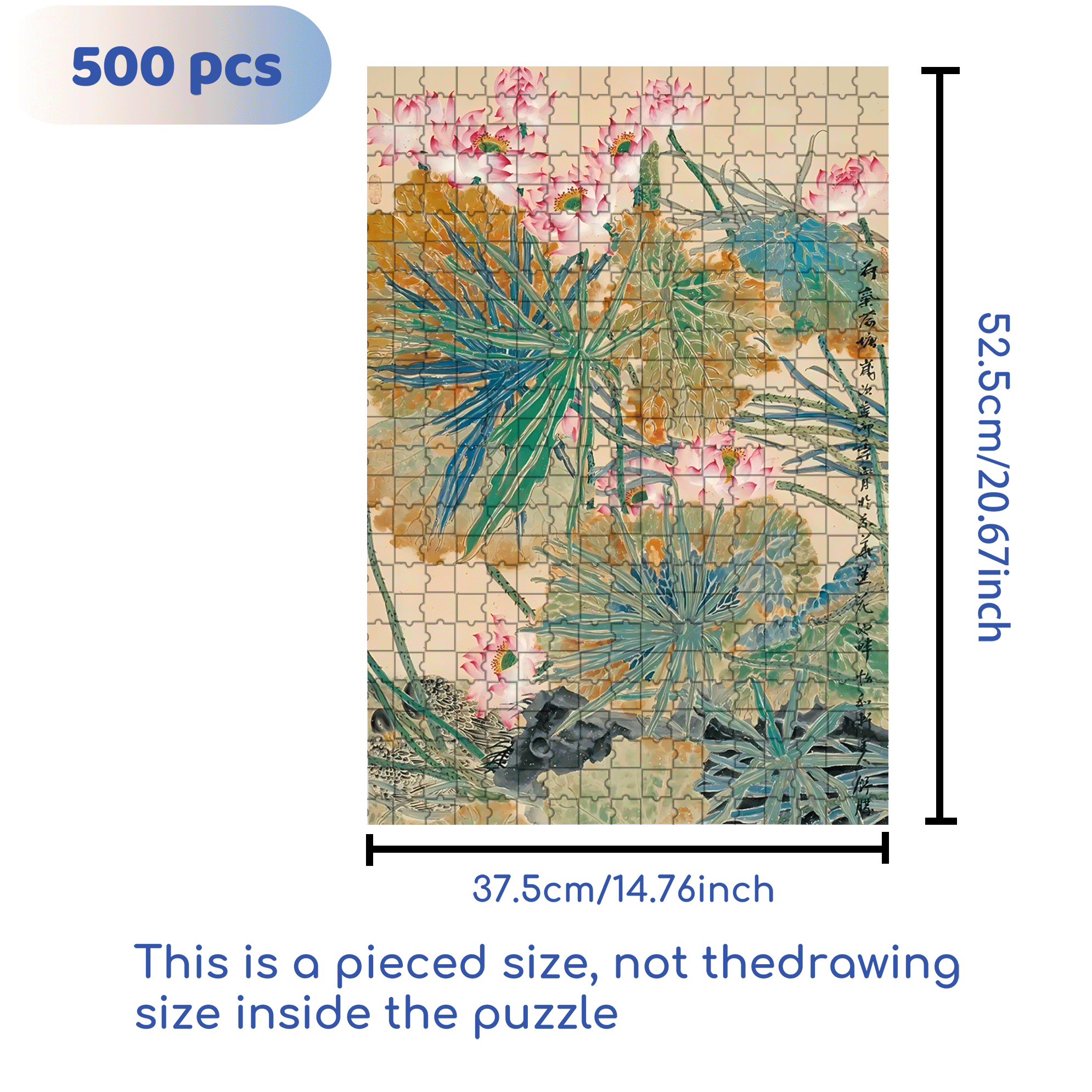 Summer Lotus Pond 500pcs/1000pcs Jigsaw Puzzle, Scratch-Resistant, Interactive Family Game & Brain-Boosting DIY Decor, Perfect for Halloween, Christmas & New Year Gifts, Family Puzzle Game