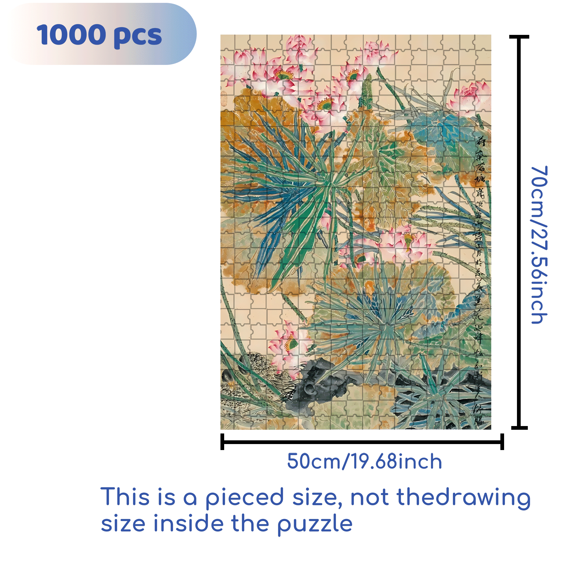 Summer Lotus Pond 500pcs/1000pcs Jigsaw Puzzle, Scratch-Resistant, Interactive Family Game & Brain-Boosting DIY Decor, Perfect for Halloween, Christmas & New Year Gifts, Family Puzzle Game