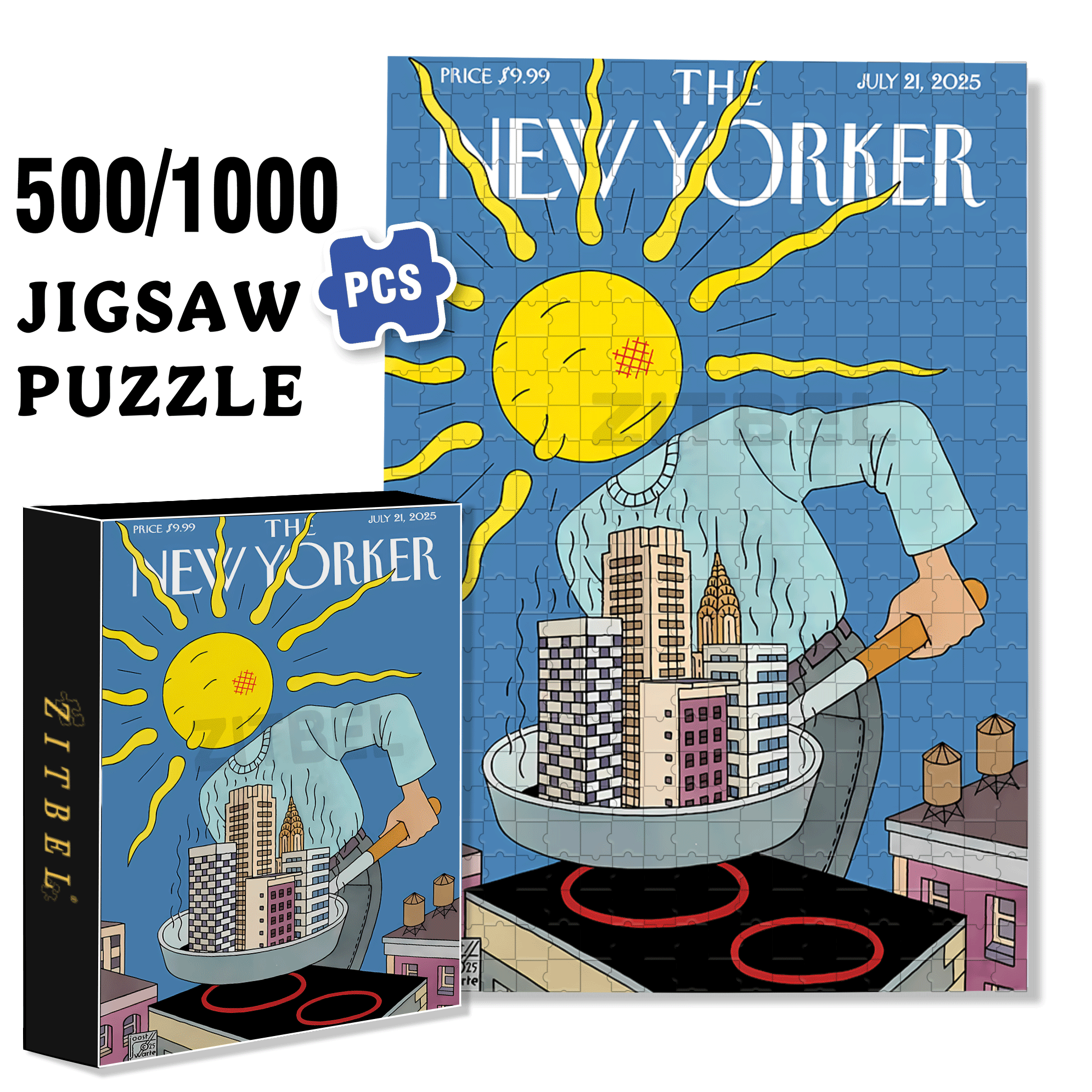Sun City 500pcs/1000pcs Jigsaw Puzzle, Scratch-Resistant, Interactive Family Game & Brain-Boosting DIY Decor, Perfect for Halloween, Christmas & New Year Gifts, Family Puzzle Game
