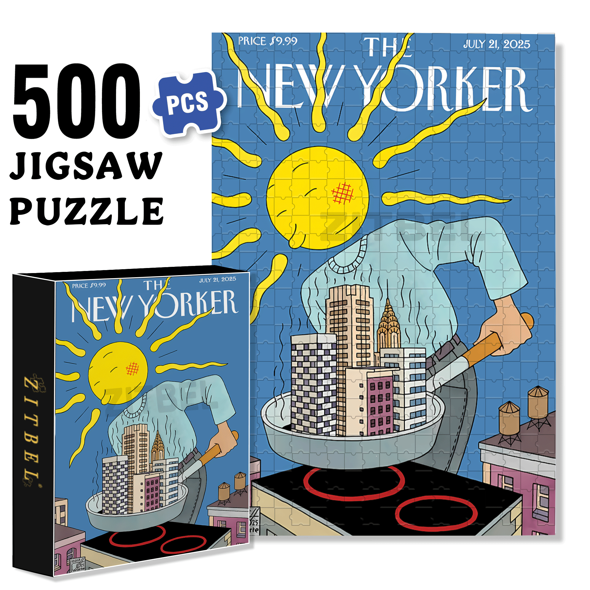 Sun City 500pcs/1000pcs Jigsaw Puzzle, Scratch-Resistant, Interactive Family Game & Brain-Boosting DIY Decor, Perfect for Halloween, Christmas & New Year Gifts, Family Puzzle Game