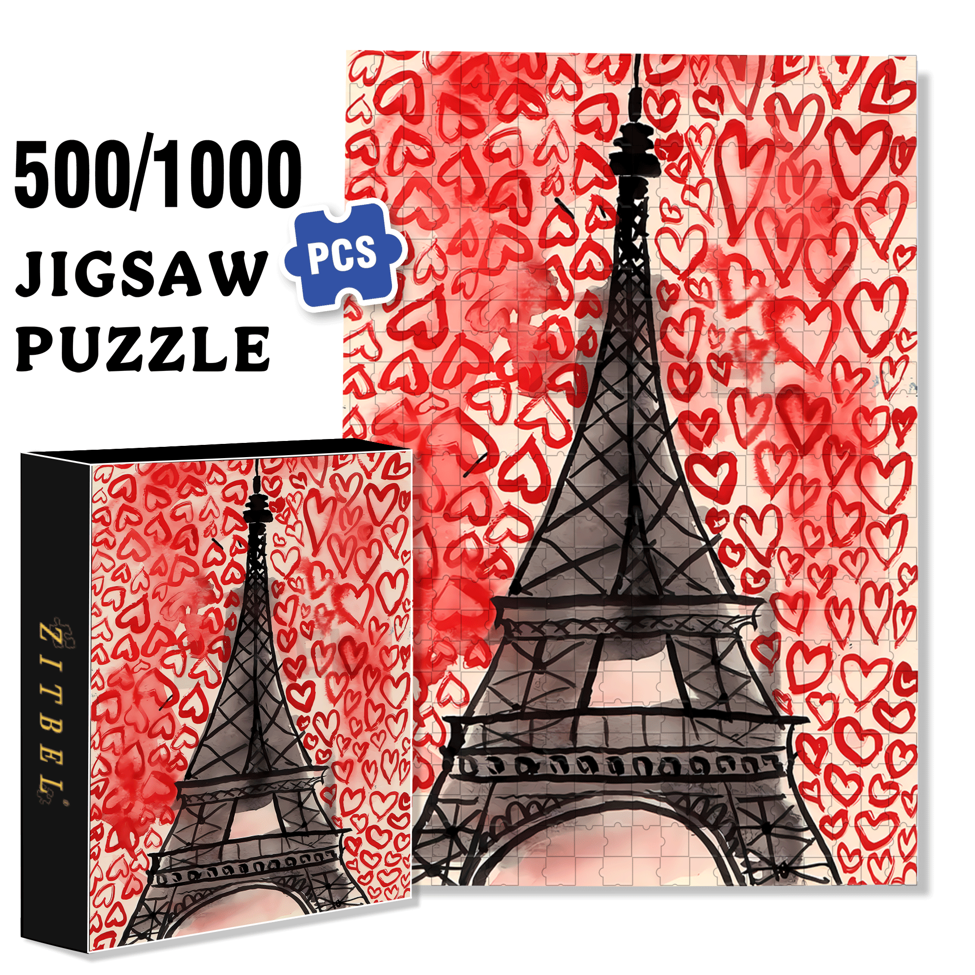 Sweet Paris 500pcs/1000pcs Jigsaw Puzzle, Scratch-Resistant, Interactive Family Game & Brain-Boosting DIY Decor, Perfect for Halloween, Christmas & New Year Gifts, Family Puzzle Game