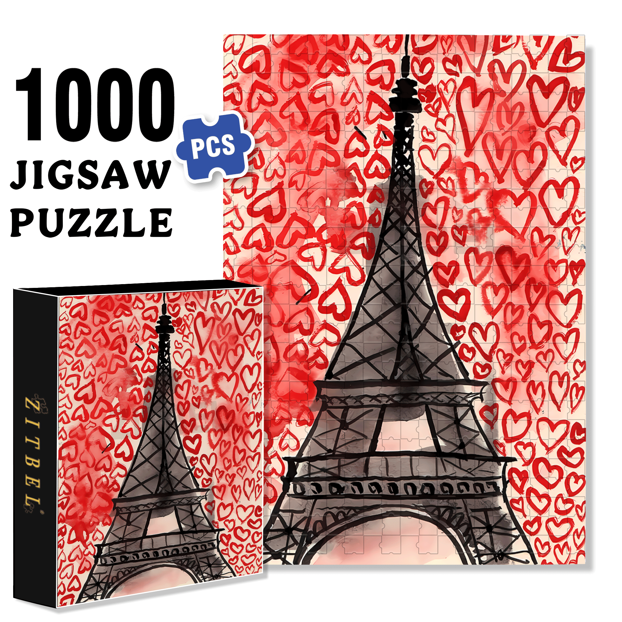 Sweet Paris 500pcs/1000pcs Jigsaw Puzzle, Scratch-Resistant, Interactive Family Game & Brain-Boosting DIY Decor, Perfect for Halloween, Christmas & New Year Gifts, Family Puzzle Game