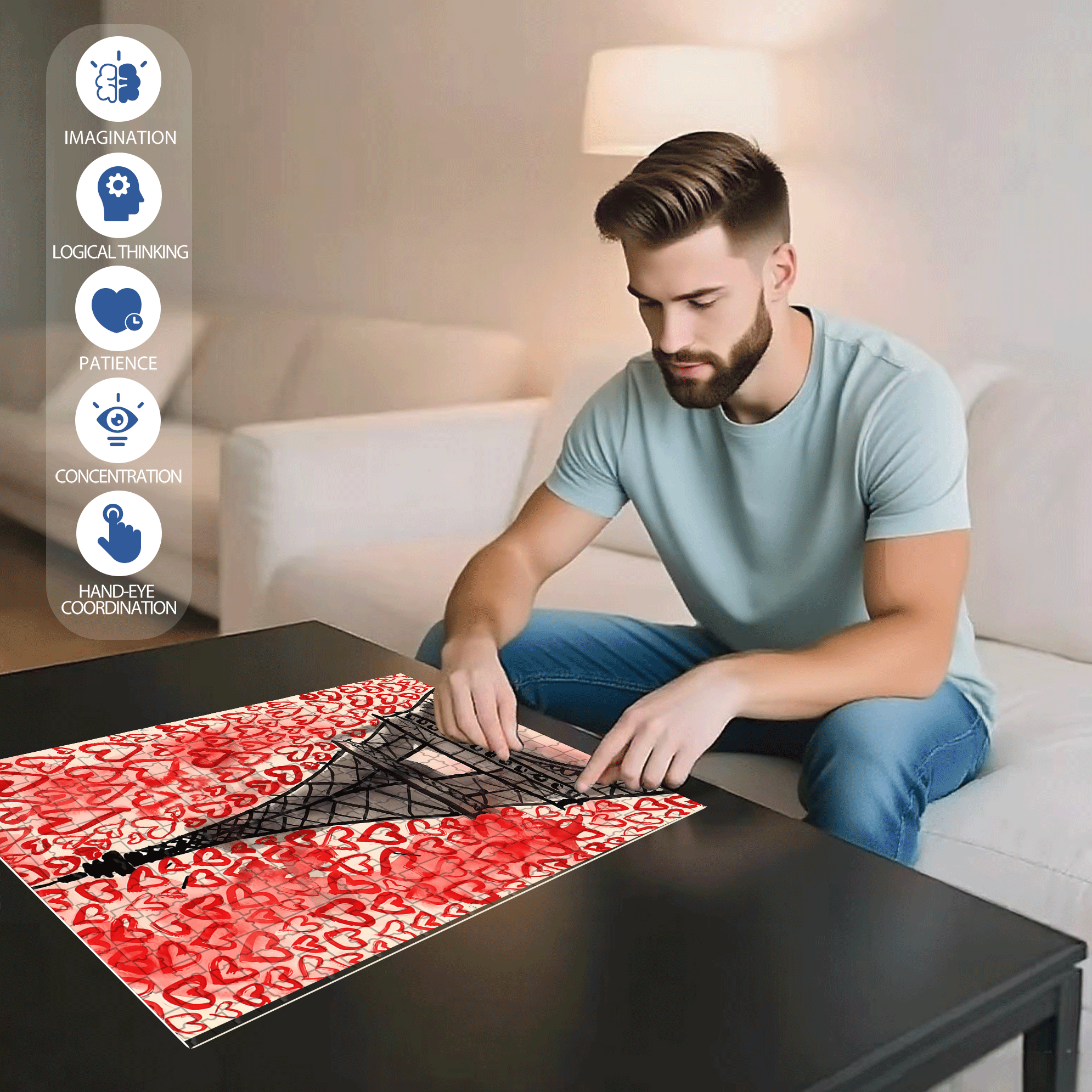 Sweet Paris 500pcs/1000pcs Jigsaw Puzzle, Scratch-Resistant, Interactive Family Game & Brain-Boosting DIY Decor, Perfect for Halloween, Christmas & New Year Gifts, Family Puzzle Game