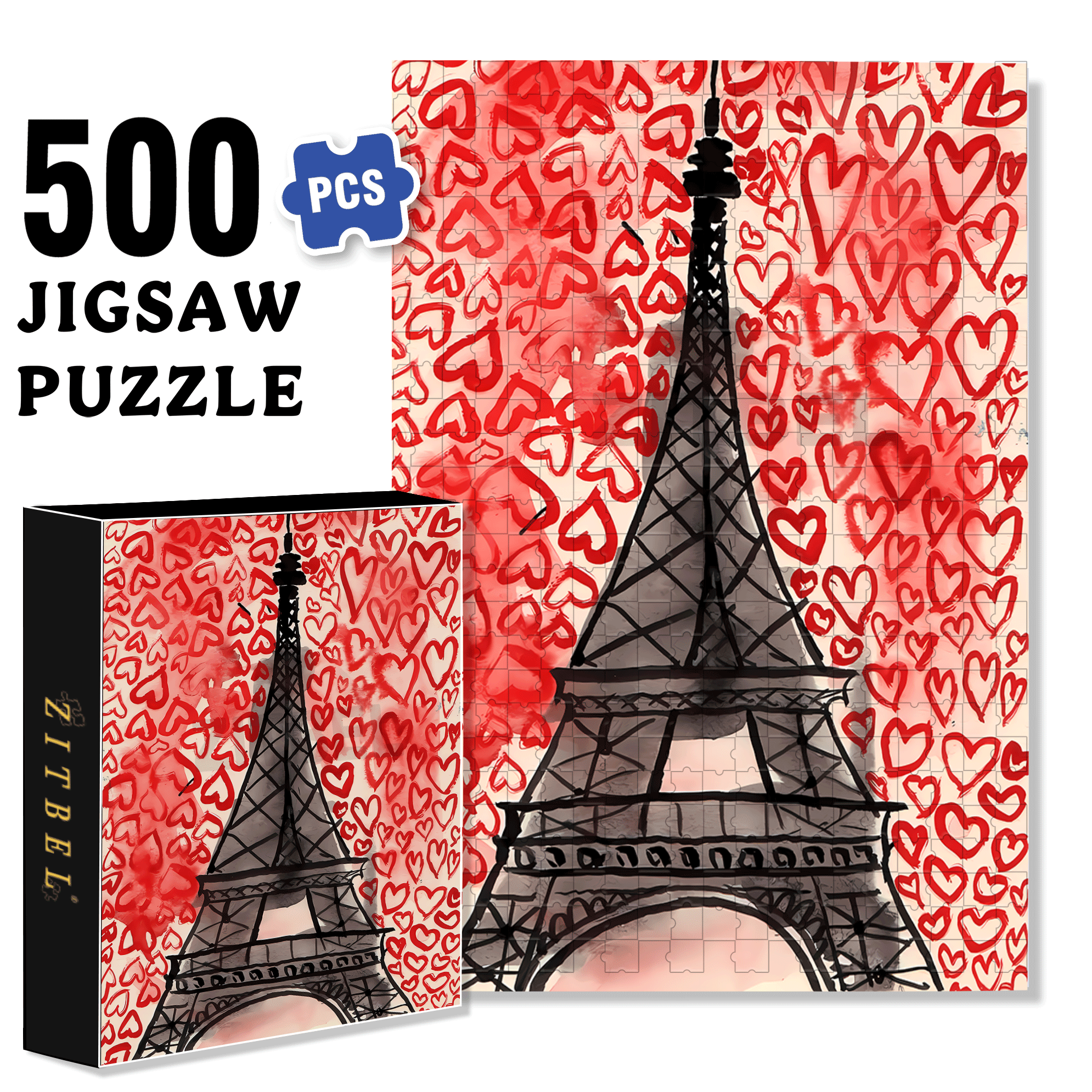 Sweet Paris 500pcs/1000pcs Jigsaw Puzzle, Scratch-Resistant, Interactive Family Game & Brain-Boosting DIY Decor, Perfect for Halloween, Christmas & New Year Gifts, Family Puzzle Game