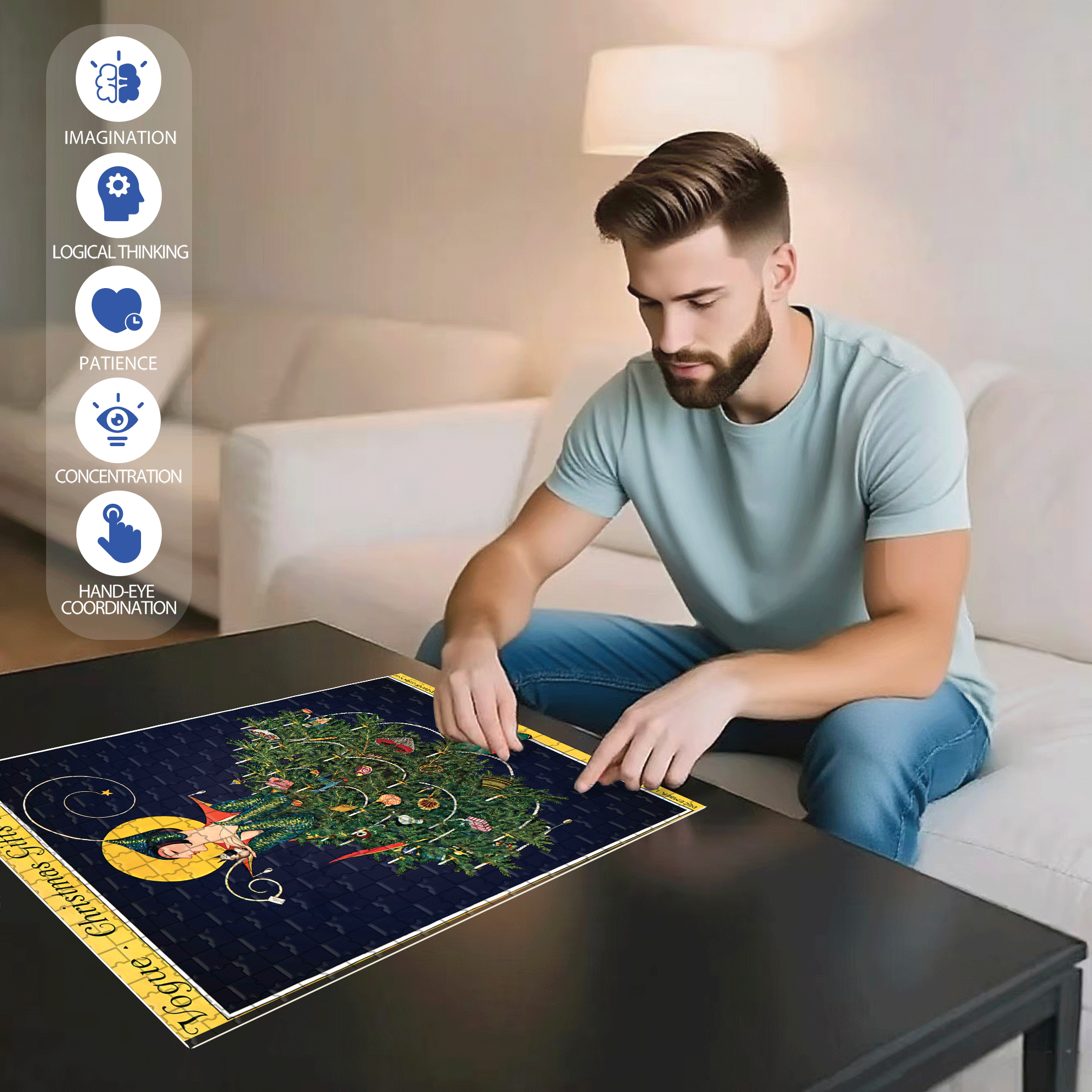 The Bird of Decoration 500pcs/1000pcs Jigsaw Puzzle, Scratch-Resistant, Interactive Family Game & Brain-Boosting DIY Decor, Perfect for Halloween, Christmas & New Year Gifts, Family Puzzle Game