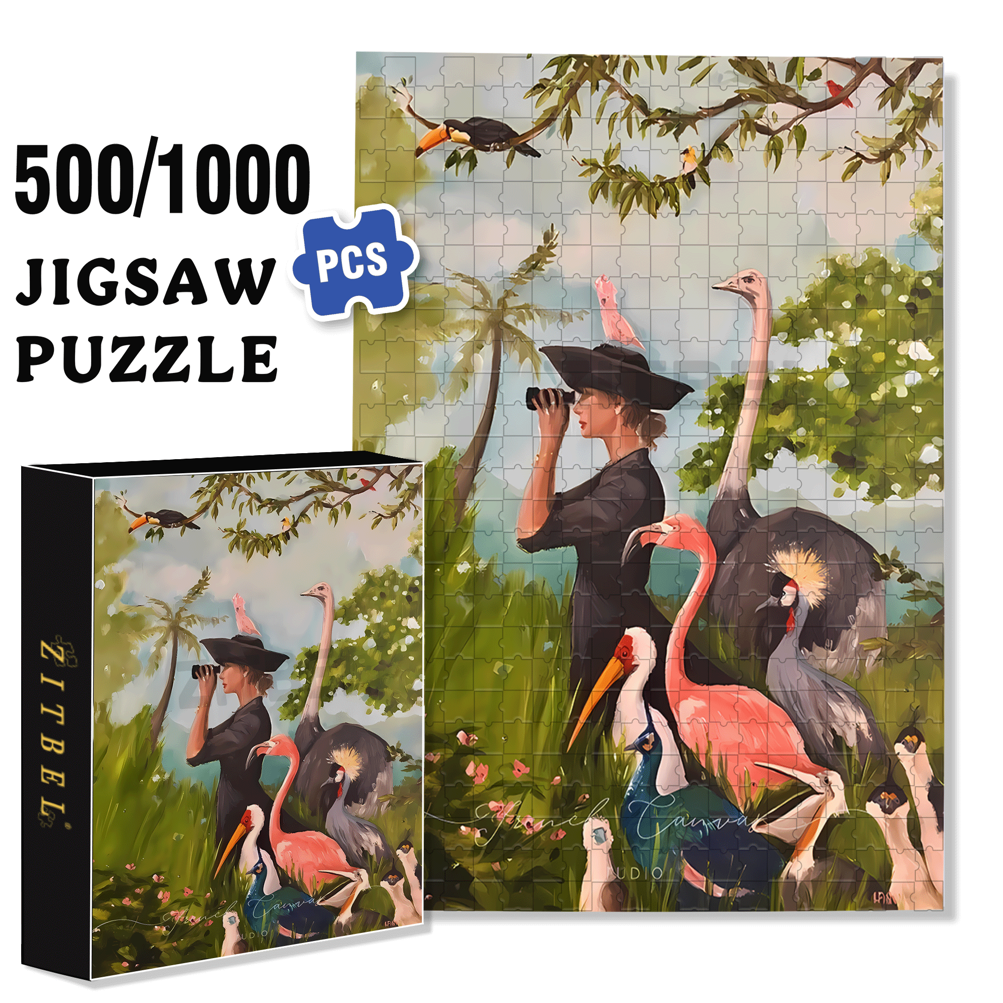 The Birdwatcher  500pcs/1000pcs Jigsaw Puzzle, Scratch-Resistant, Interactive Family Game & Brain-Boosting DIY Decor, Perfect for Halloween, Christmas & New Year Gifts, Family Puzzle Game