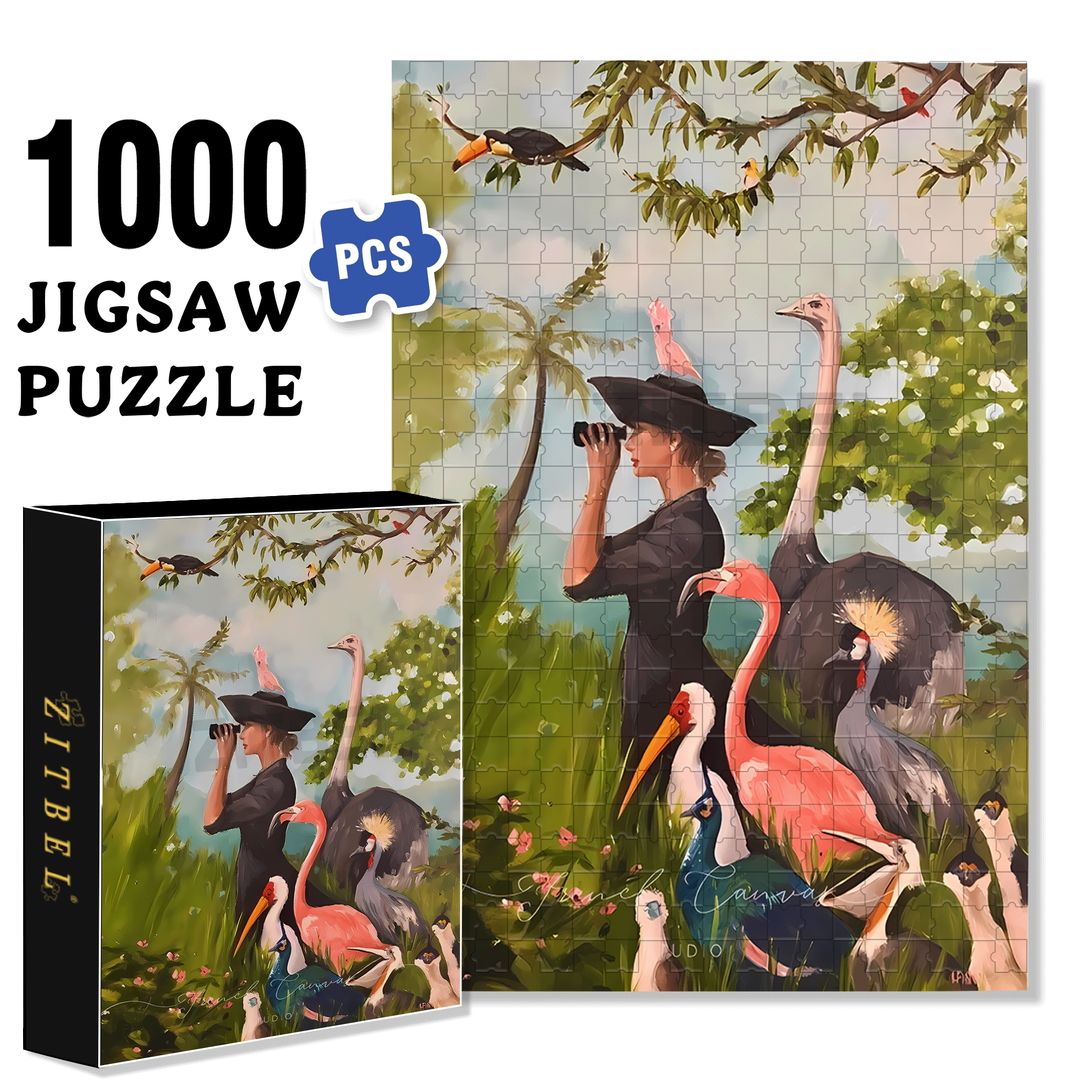 The Birdwatcher  500pcs/1000pcs Jigsaw Puzzle, Scratch-Resistant, Interactive Family Game & Brain-Boosting DIY Decor, Perfect for Halloween, Christmas & New Year Gifts, Family Puzzle Game
