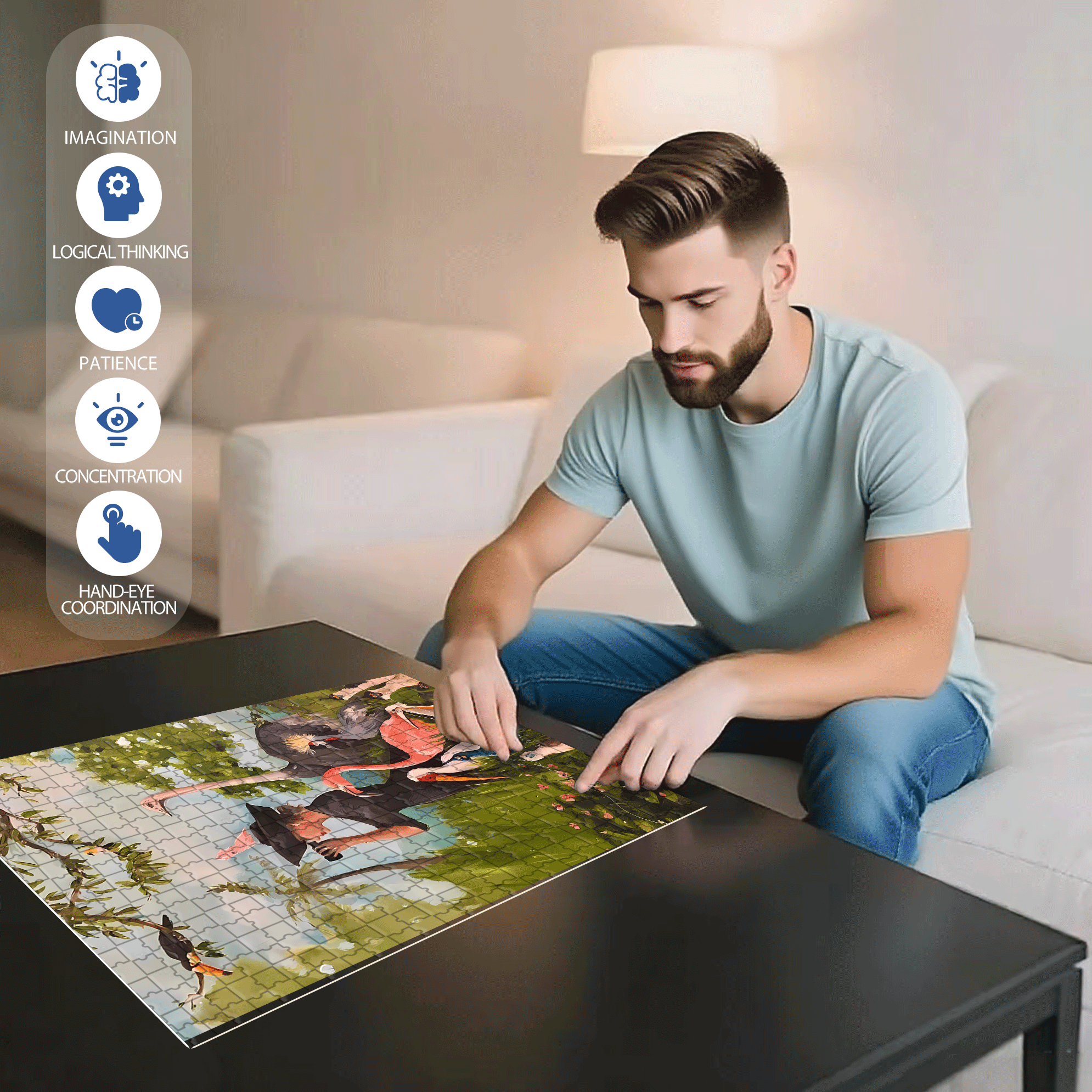 The Birdwatcher  500pcs/1000pcs Jigsaw Puzzle, Scratch-Resistant, Interactive Family Game & Brain-Boosting DIY Decor, Perfect for Halloween, Christmas & New Year Gifts, Family Puzzle Game