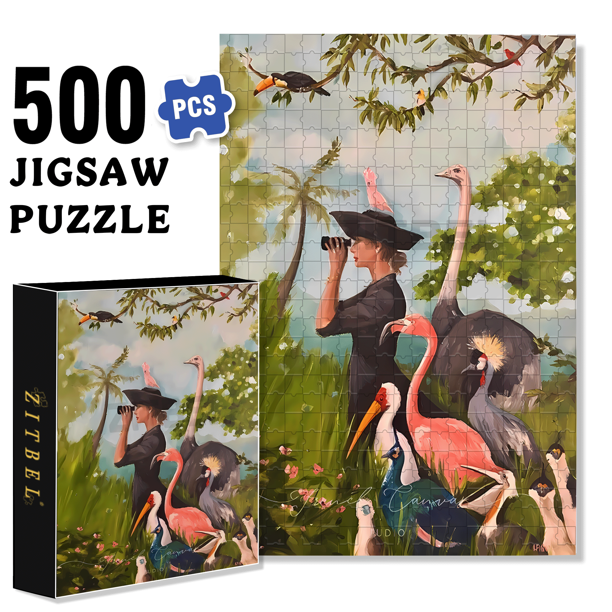 The Birdwatcher  500pcs/1000pcs Jigsaw Puzzle, Scratch-Resistant, Interactive Family Game & Brain-Boosting DIY Decor, Perfect for Halloween, Christmas & New Year Gifts, Family Puzzle Game