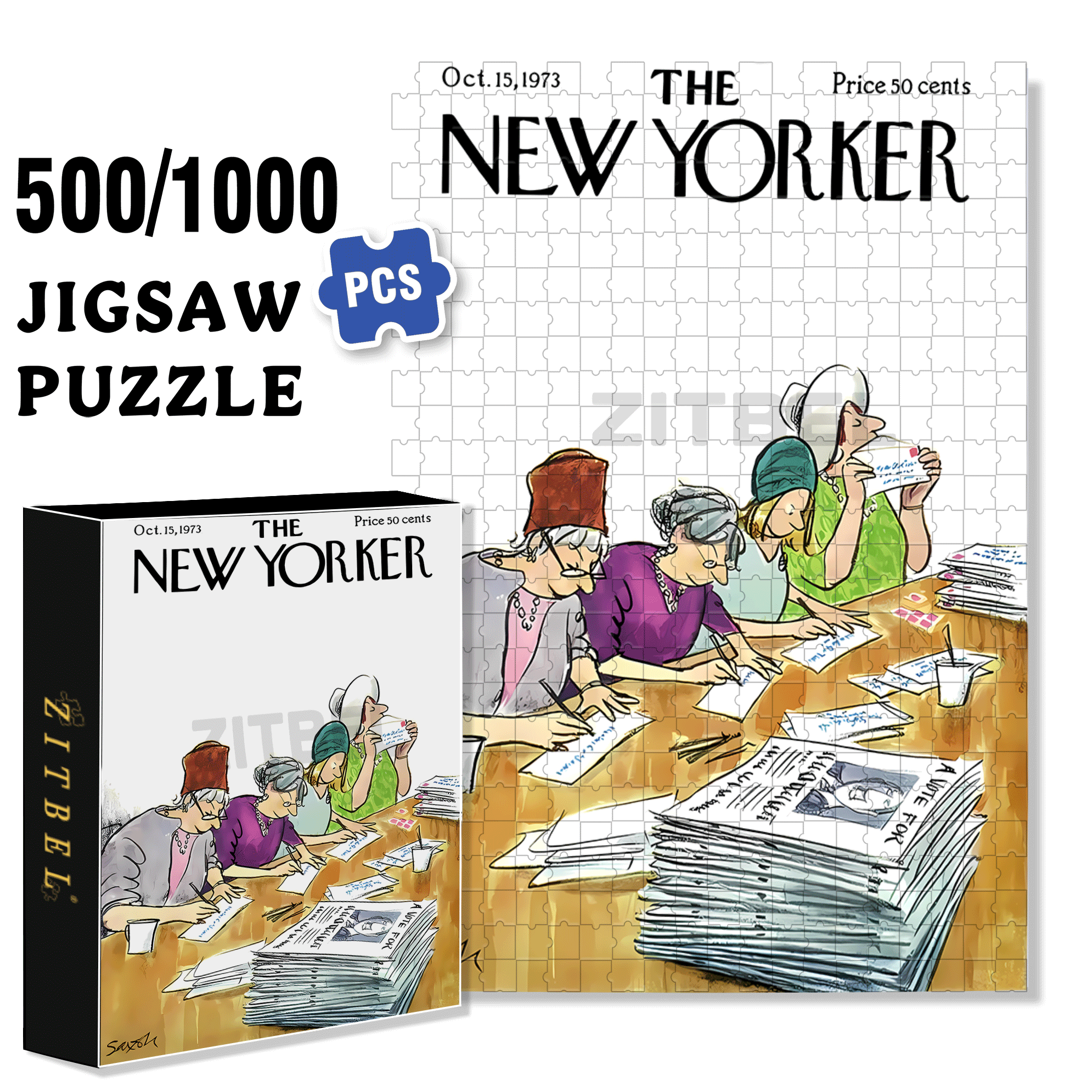 The Campaign 500pcs/1000pcs Jigsaw Puzzle, Scratch-Resistant, Interactive Family Game & Brain-Boosting DIY Decor, Perfect for Halloween, Christmas & New Year Gifts, Family Puzzle Game