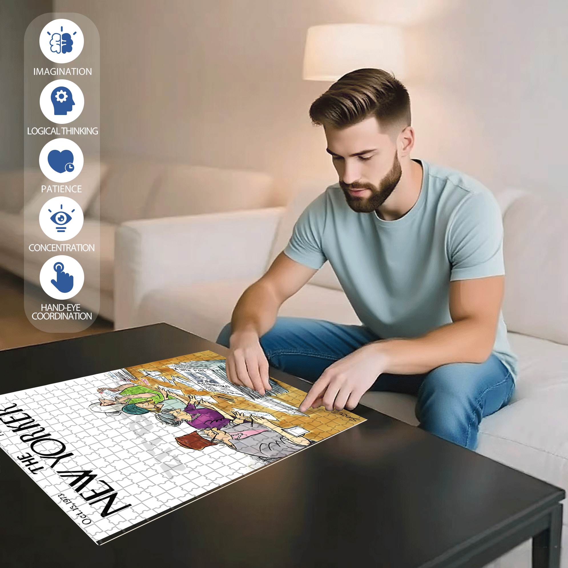 The Campaign 500pcs/1000pcs Jigsaw Puzzle, Scratch-Resistant, Interactive Family Game & Brain-Boosting DIY Decor, Perfect for Halloween, Christmas & New Year Gifts, Family Puzzle Game