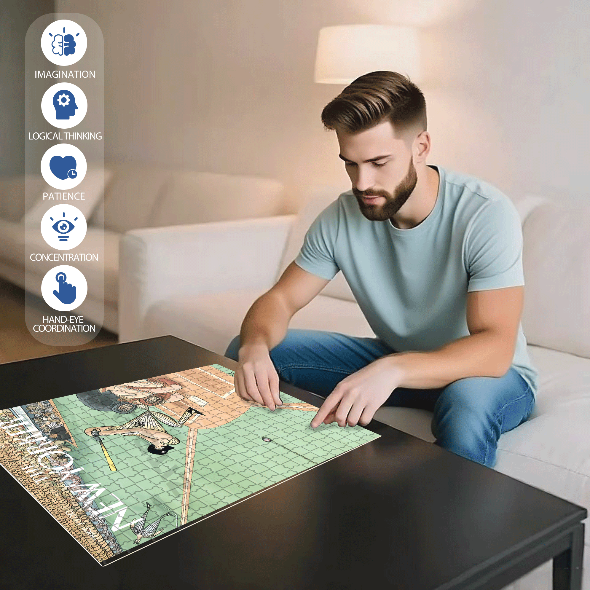 The First Pitch 2 500pcs/1000pcs Jigsaw Puzzle, Scratch-Resistant, Interactive Family Game & Brain-Boosting DIY Decor, Perfect for Halloween, Christmas & New Year Gifts, Family Puzzle Game