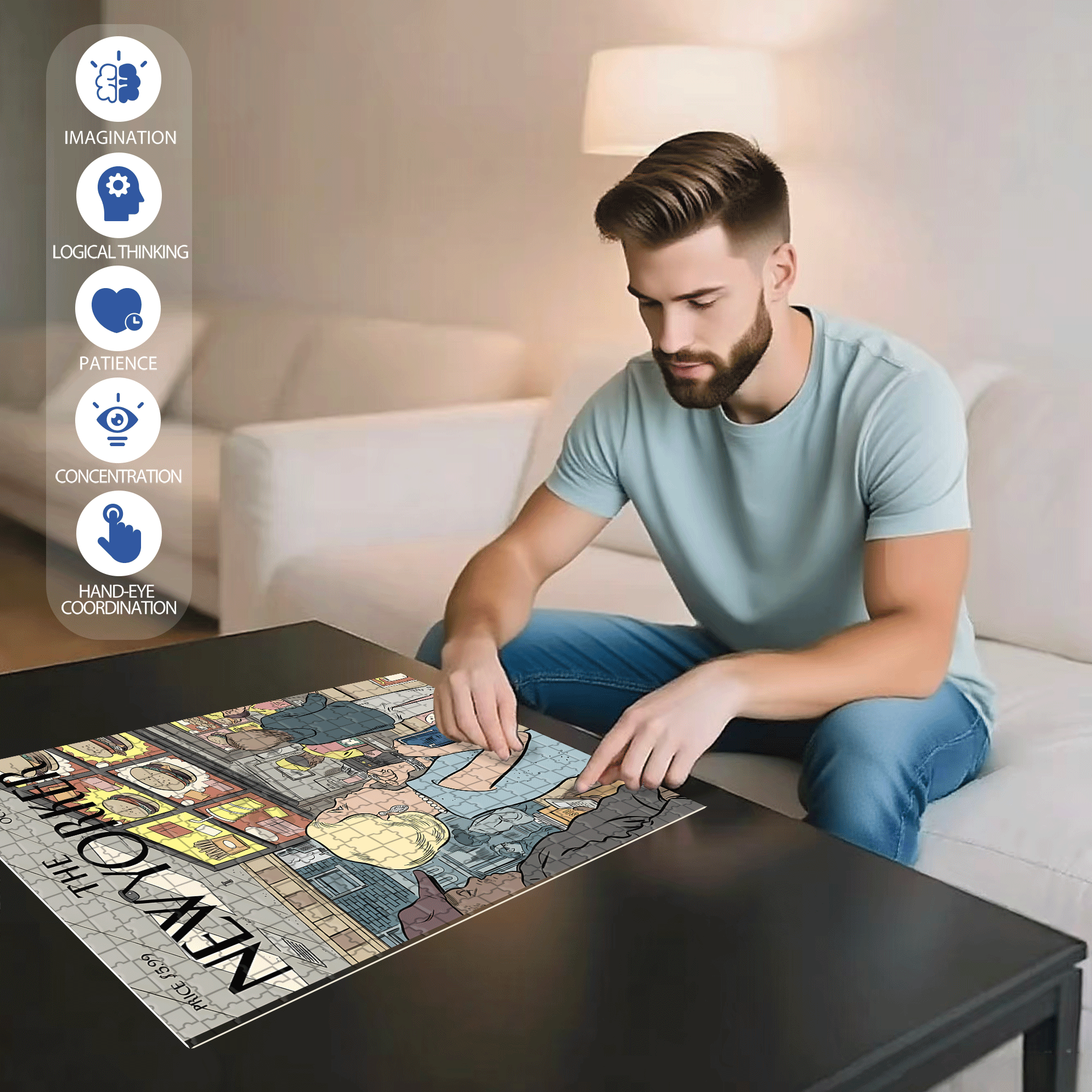 The Food Chain 500pcs/1000pcs Jigsaw Puzzle, Scratch-Resistant, Interactive Family Game & Brain-Boosting DIY Decor, Perfect for Halloween, Christmas & New Year Gifts, Family Puzzle Game