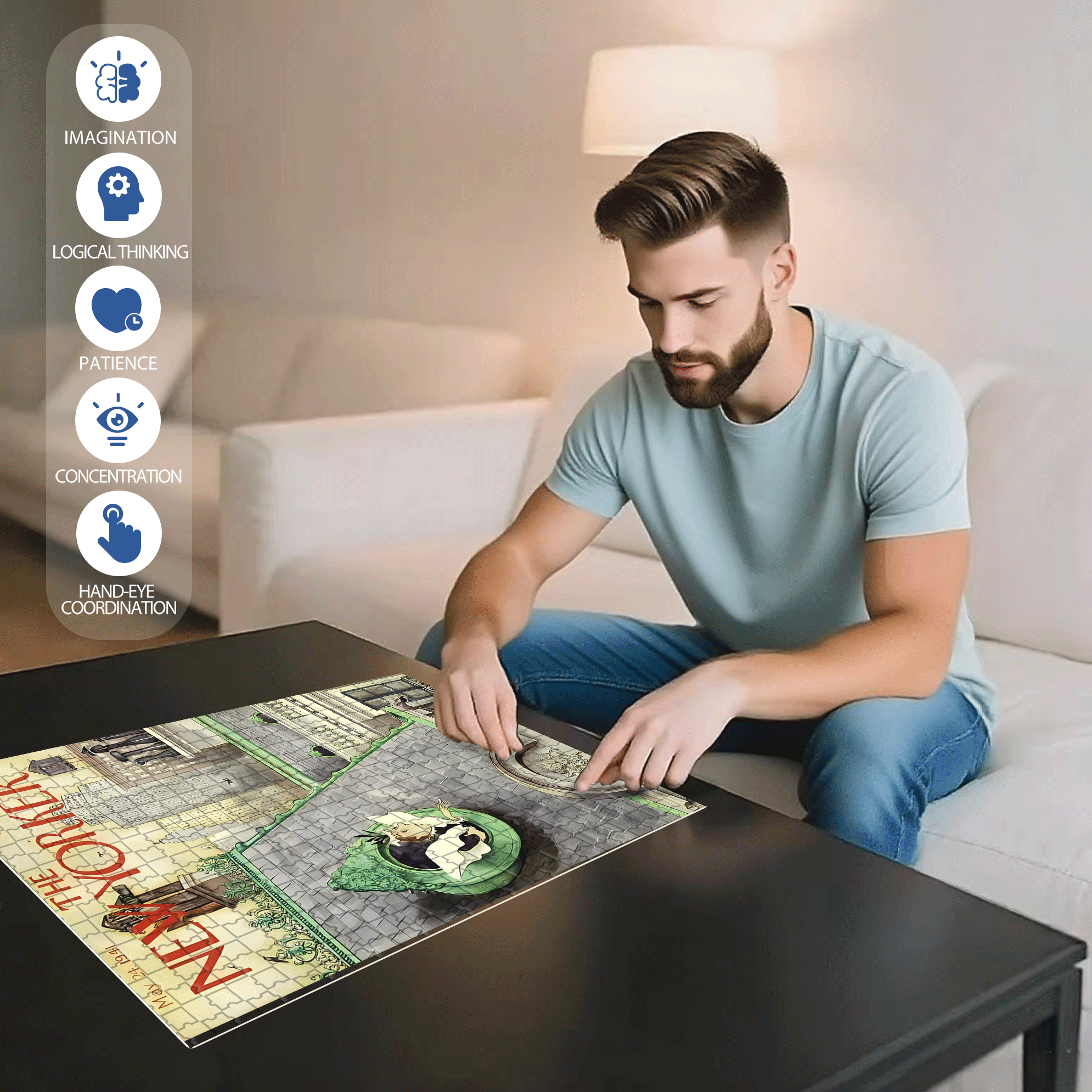 The Outside World 500pcs/1000pcs Jigsaw Puzzle, Scratch-Resistant, Interactive Family Game & Brain-Boosting DIY Decor, Perfect for Halloween, Christmas & New Year Gifts, Family Puzzle Game