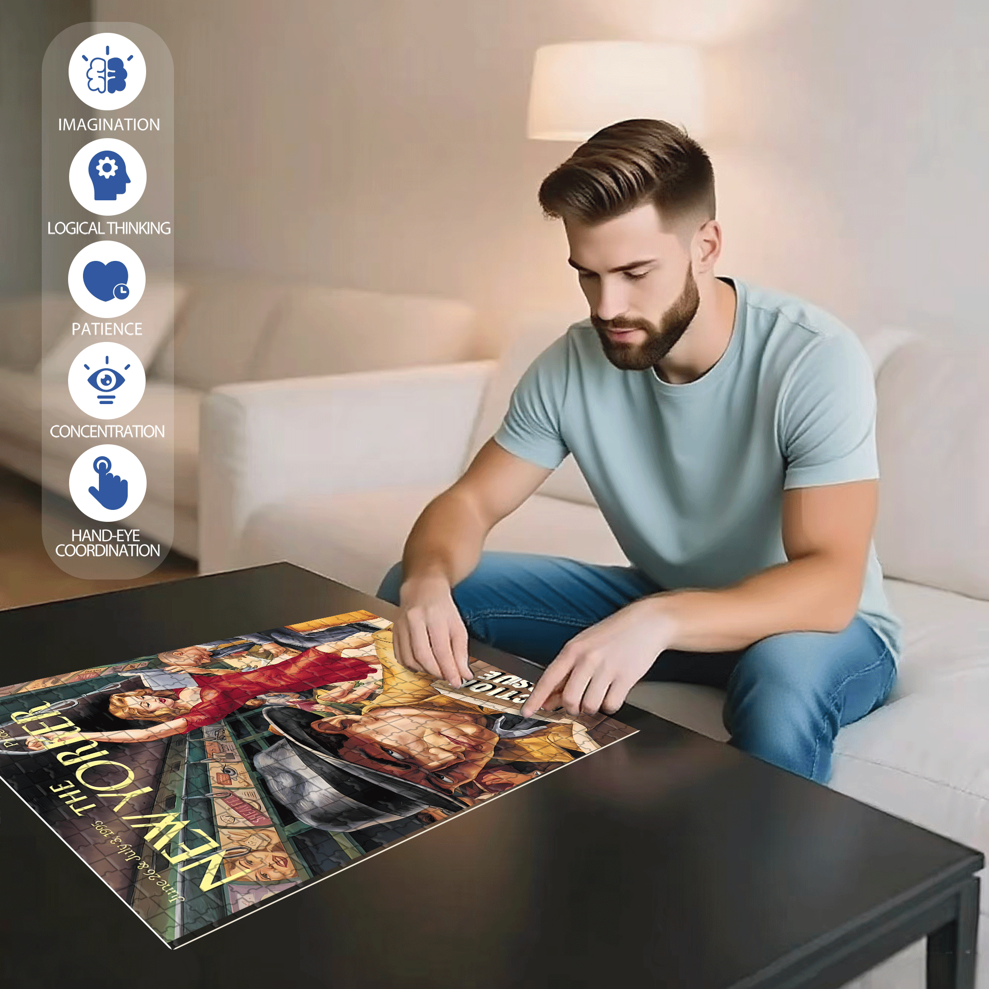 The Plain Knight 500pcs/1000pcs Jigsaw Puzzle, Scratch-Resistant, Interactive Family Game & Brain-Boosting DIY Decor, Perfect for Halloween, Christmas & New Year Gifts, Family Puzzle Game
