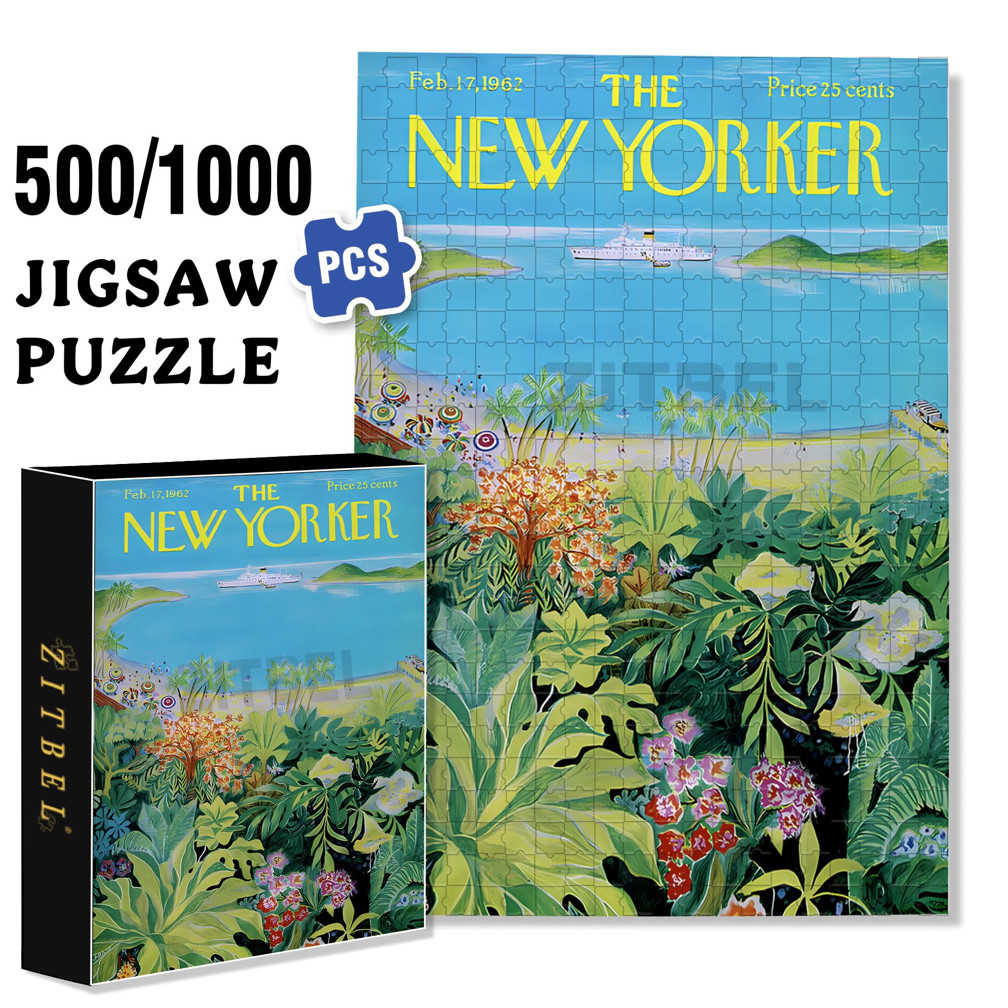 Tropical Plants 2 500pcs/1000pcs Jigsaw Puzzle, Scratch-Resistant, Interactive Family Game & Brain-Boosting DIY Decor, Perfect for Halloween, Christmas & New Year Gifts, Family Puzzle Game