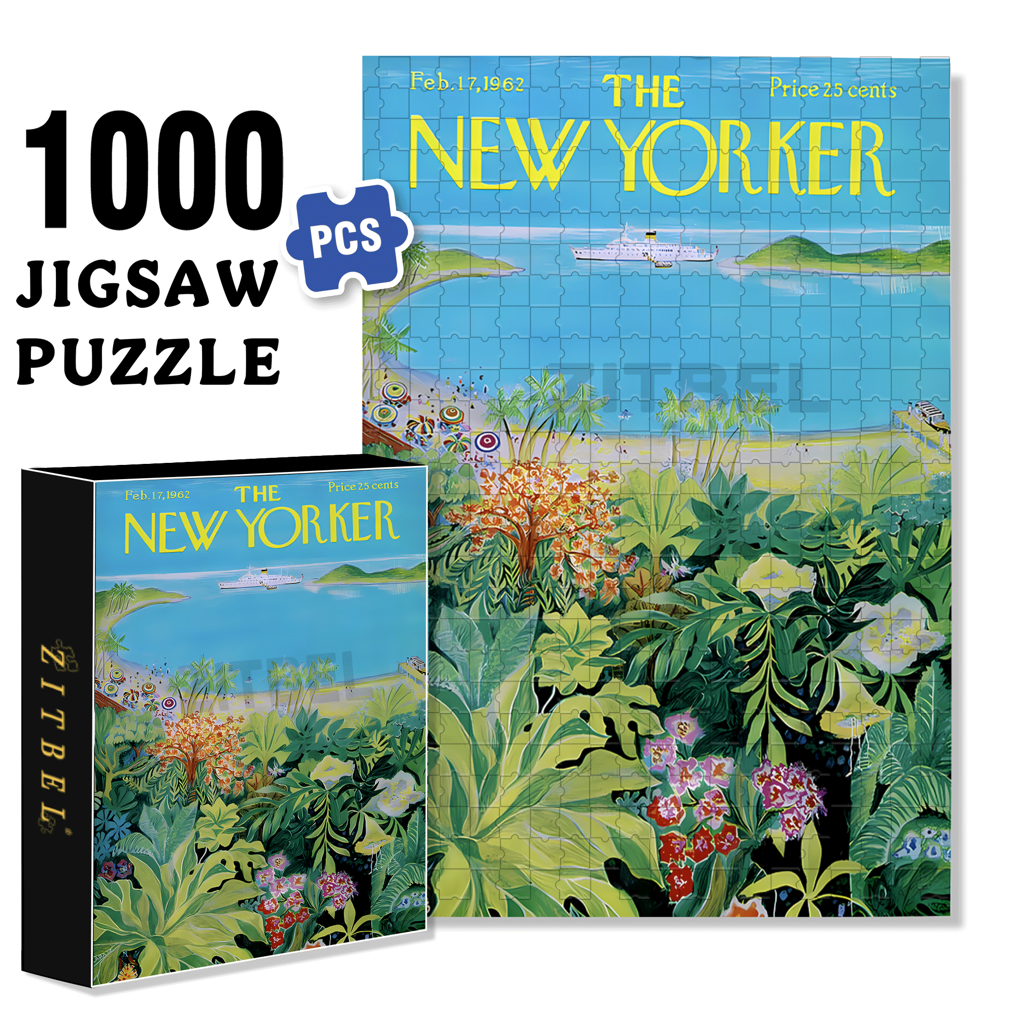 Tropical Plants 2 500pcs/1000pcs Jigsaw Puzzle, Scratch-Resistant, Interactive Family Game & Brain-Boosting DIY Decor, Perfect for Halloween, Christmas & New Year Gifts, Family Puzzle Game
